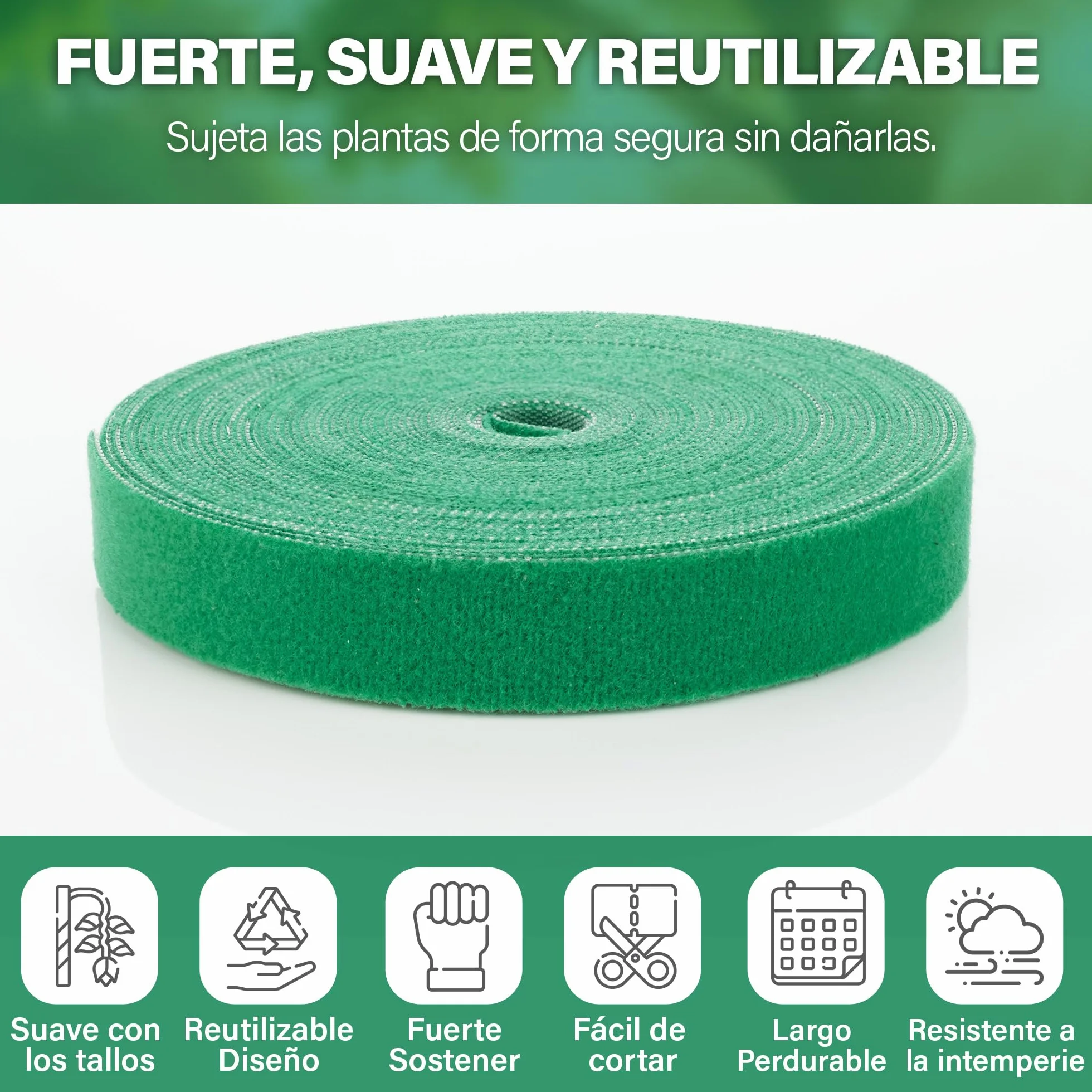 Cinta de amarre para plantas de jardín, rollo de 10 m x 20 mm, lazos de jardín reutilizables para plantas, árboles, vides y arbustos