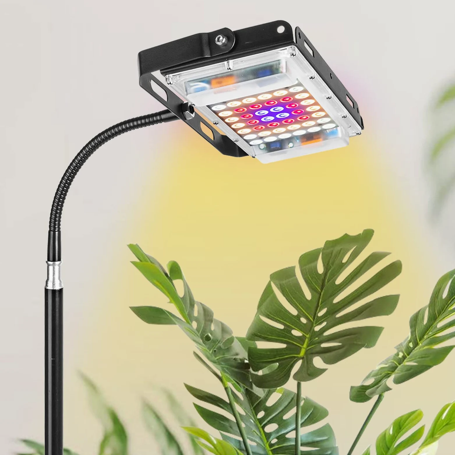 Grow Light with Stand, LBW Full Spectrum 150W LED Floor Plant Light for Indoor Plants, with On/Off Switch, Flexible Gooseneck, Adjustable Tripod Stand 15-47 Inches