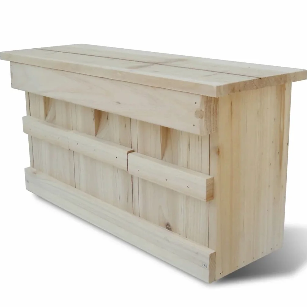 Nido de gorrión de madera estable, 44 x 15,5 x 21,5 cm, con tres compartimentos y colgador de metal para jardín, balcón, terraza como nido natural y casa para pájaros silvestres