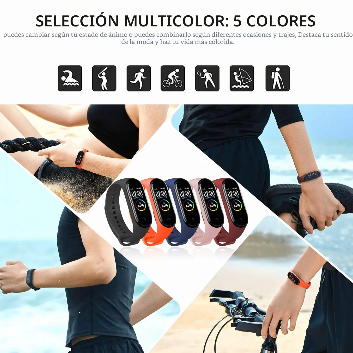 Correa Compatible con Xiaomi Mi Band 3/4, Pulsera de Silicona para Mi Fit Band 4 y Band 3