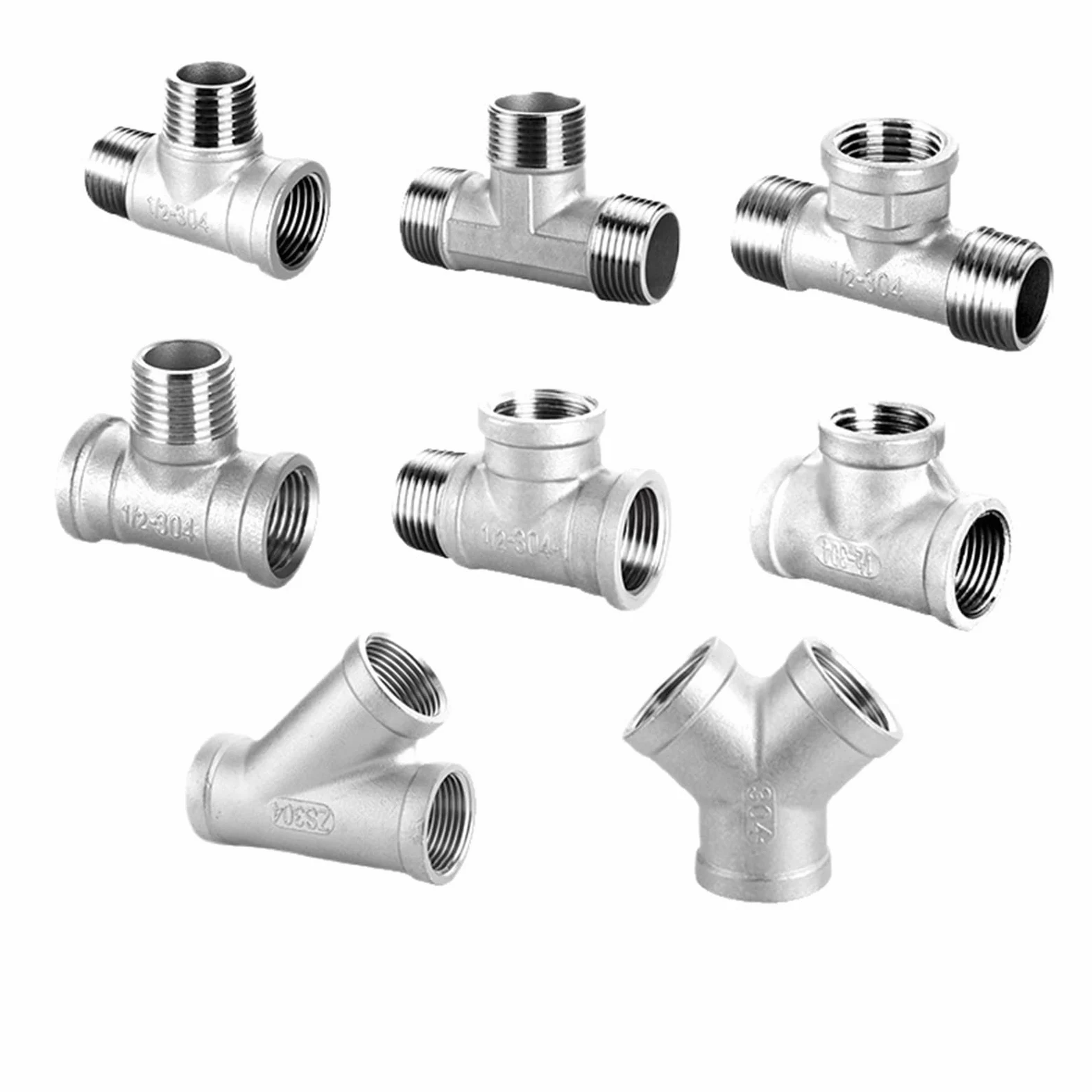 Conexión en T de 3 vías con rosca macho + macho + hembra, DN6/DN8/DN15/DN25, 1/4", 1/2", 3/4", 1" y 1-1/4", de acero inoxidable 304.(Orange,1")