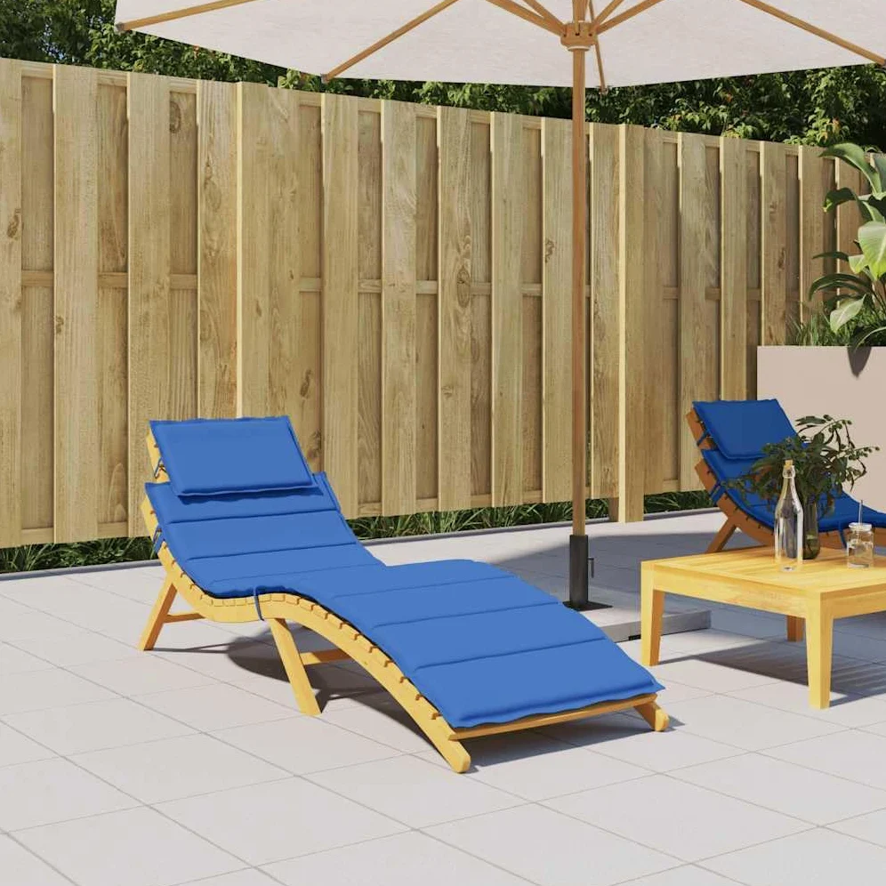 vidaXL Cojín para Tumbona Almohada Respaldo Acolchado Asiento Jardín Patio Azul Klein 186x58x4 cm