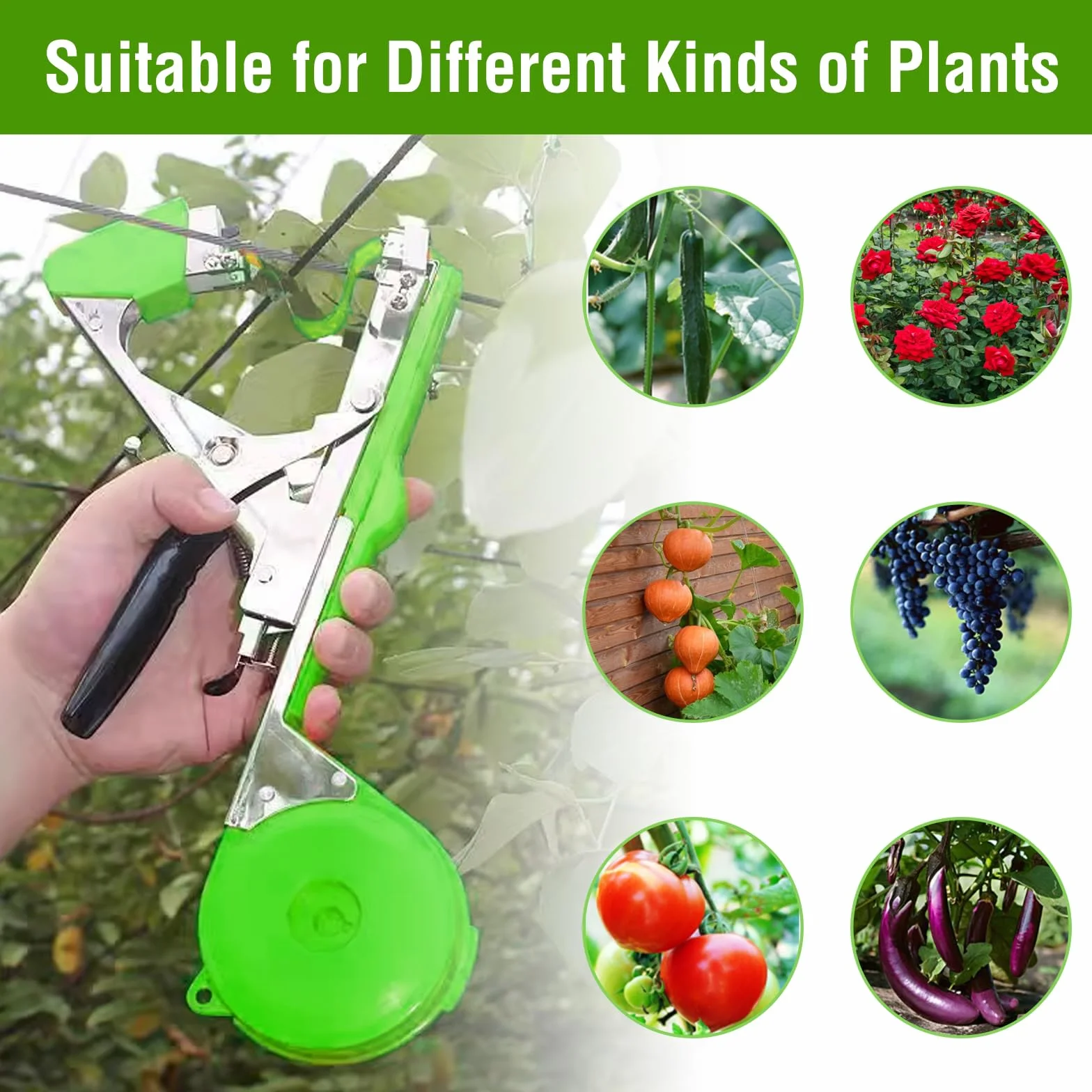 Maquina para Atar Plantas, Herramienta de Cinta de Jardín para Atar Ramas de Plantas Atadora De Tomates Atadora Agricola Herramientas huerto a Mano para Viñedo Pepino UVA Fruta Flores Vegetales