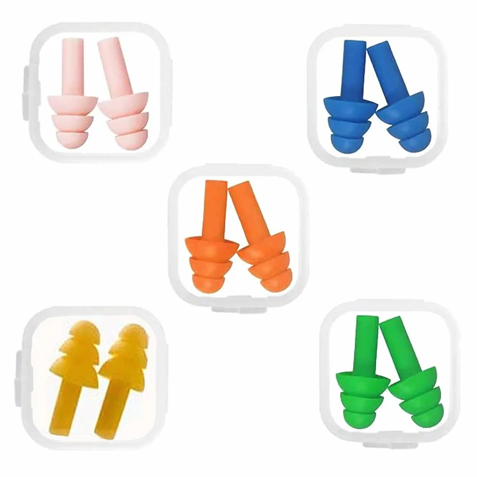 Tapones para Oídos de Silicona Reutilizables, Impermeables, 5 Pares, para Reducir Ruidos