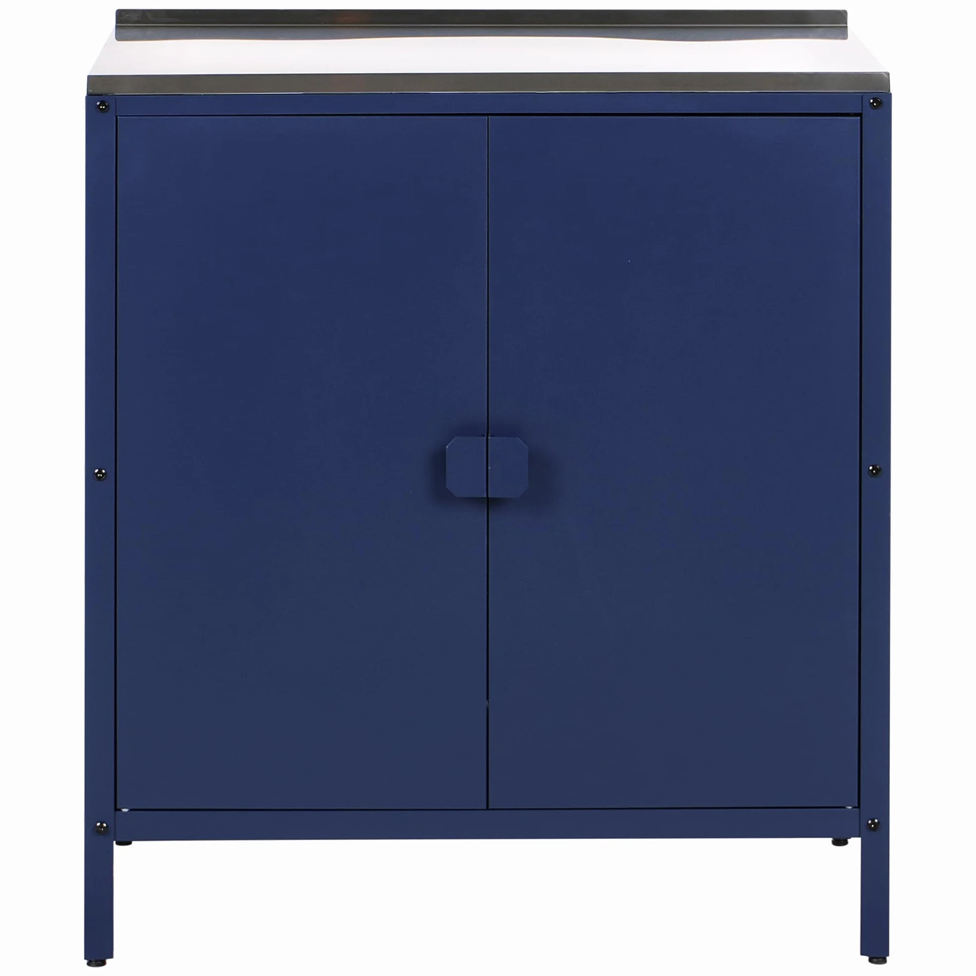 Beliani Armario Cocina Exterior 2 Puertas de Acero Inoxidable Azul Vilama