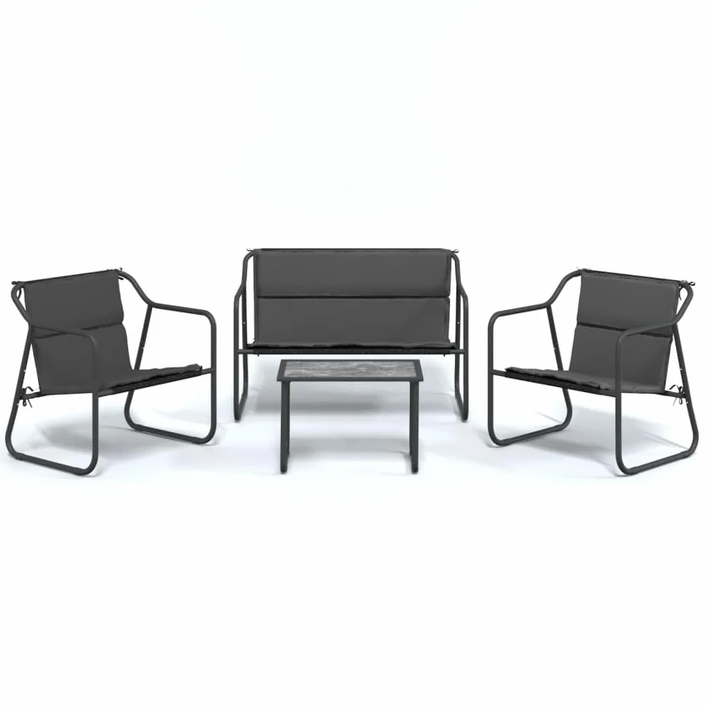 ZEYUAN Juego Muebles de jardín 4 pzas y Cojines Acero Gris Antracita, Conjunto Jardin Exterior, Conjunto Terraza, Muebles Jardin Exterior, Sofá Exterior, Muebles Terraza Outlet, 3186934
