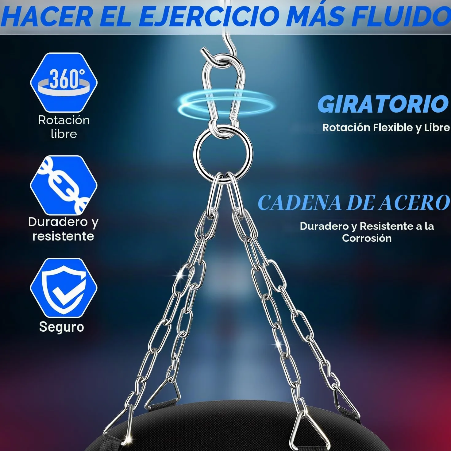 Saco de Boxeo Colgante 120 cm Tela Oxford con Gancho Cadena y Vendajes para MMA Karate Kickboxing