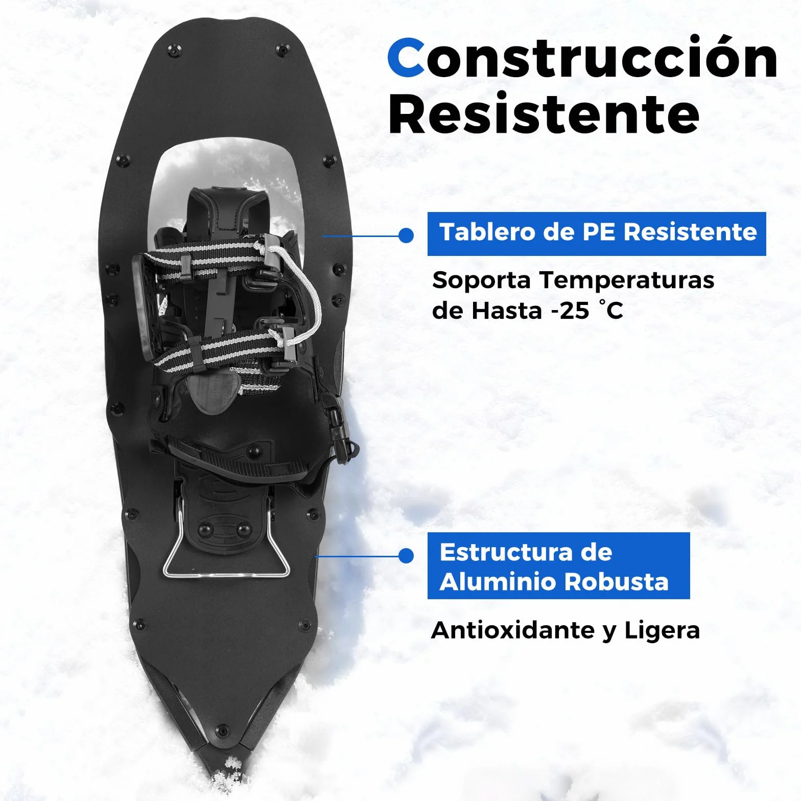 COSTWAY Juego de Raquetas de Nieve Aluminio Bastones Senderismo Fijación Ajustable Acolchado EVA Bolsa Transporte