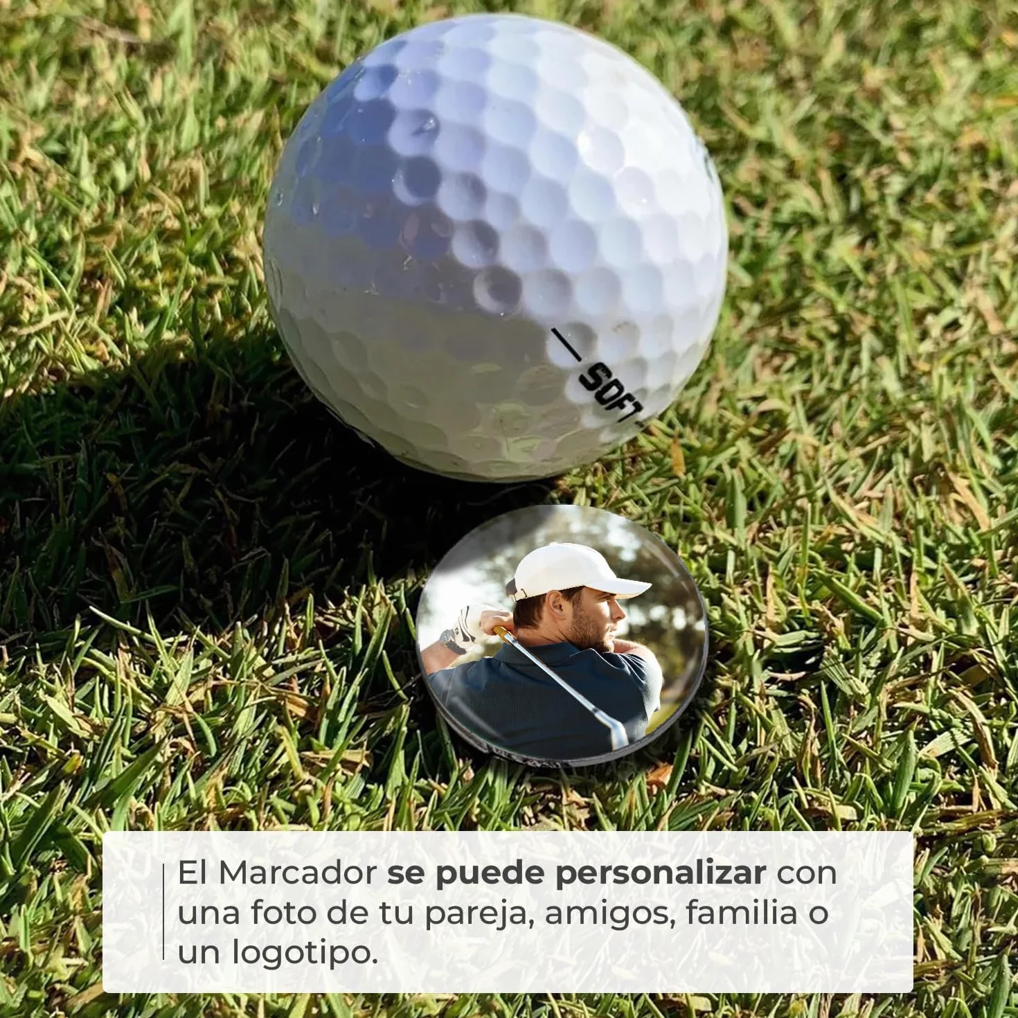 Marcador Bolas de Golf Personalizado con Clip Gorra Magnético, Diámetro 2,5 cm, Caja Regalo