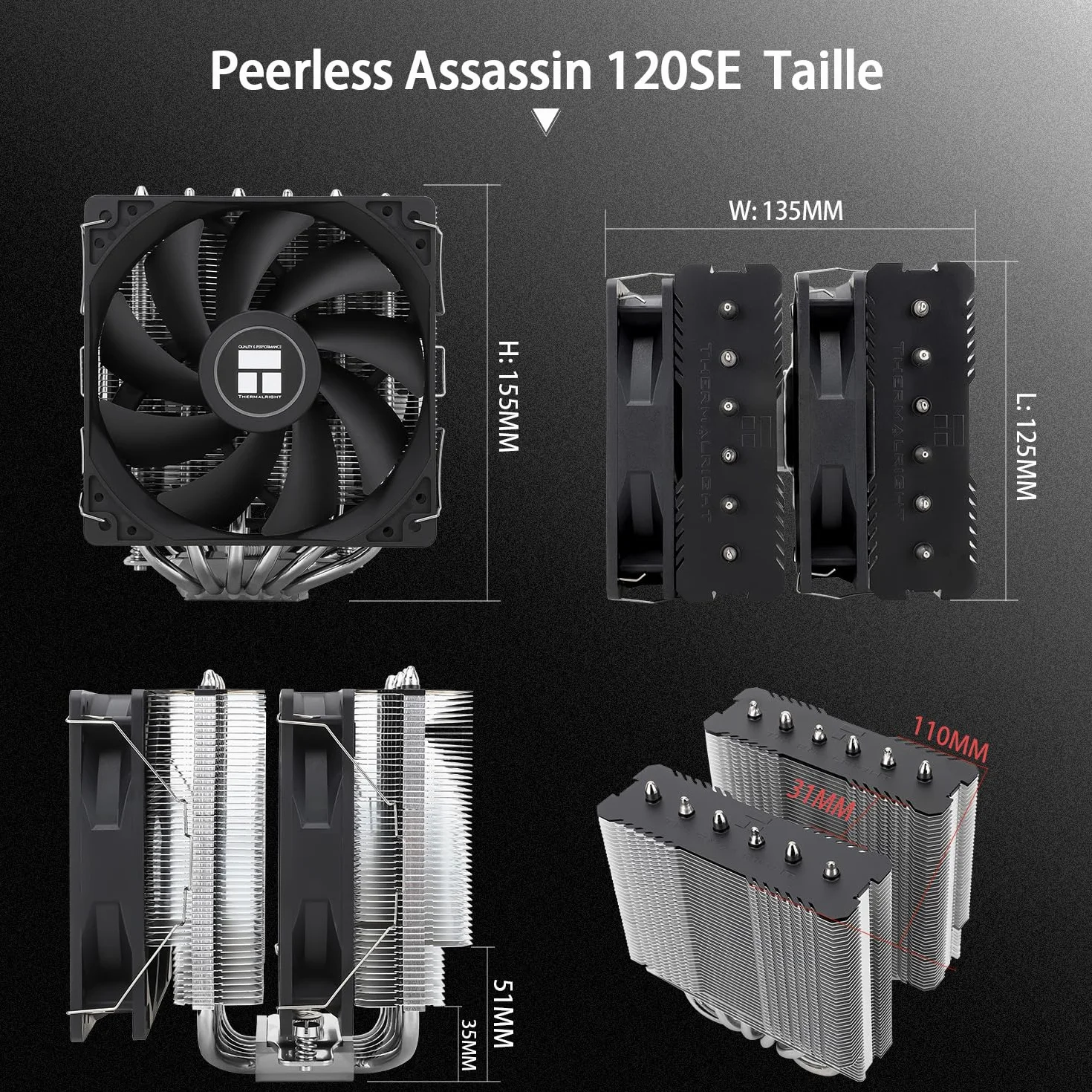 Thermalright Peerless Assassin 120 SE Enfriador de aire de CPU, 6 tubos de calor, ventilador doble PWM 120mm, AGHP, para AMD AM4 AM5/ Intel 1150/1151/1200/1700