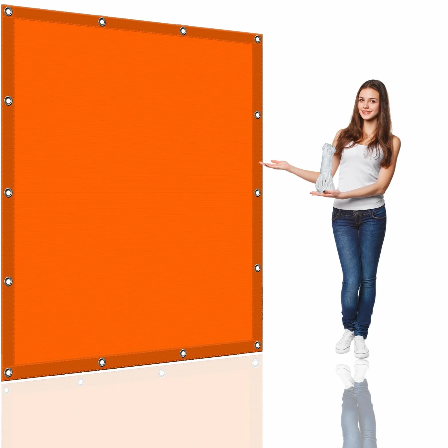 Toldo Exterior Terraza 1.5 x 2.3 m Impermeable Vela de Sombra Toldo Resistente al Agua con Ojales y Cuerdas Rayos UV HDPE Toldo Resistente para Camping, Naranja