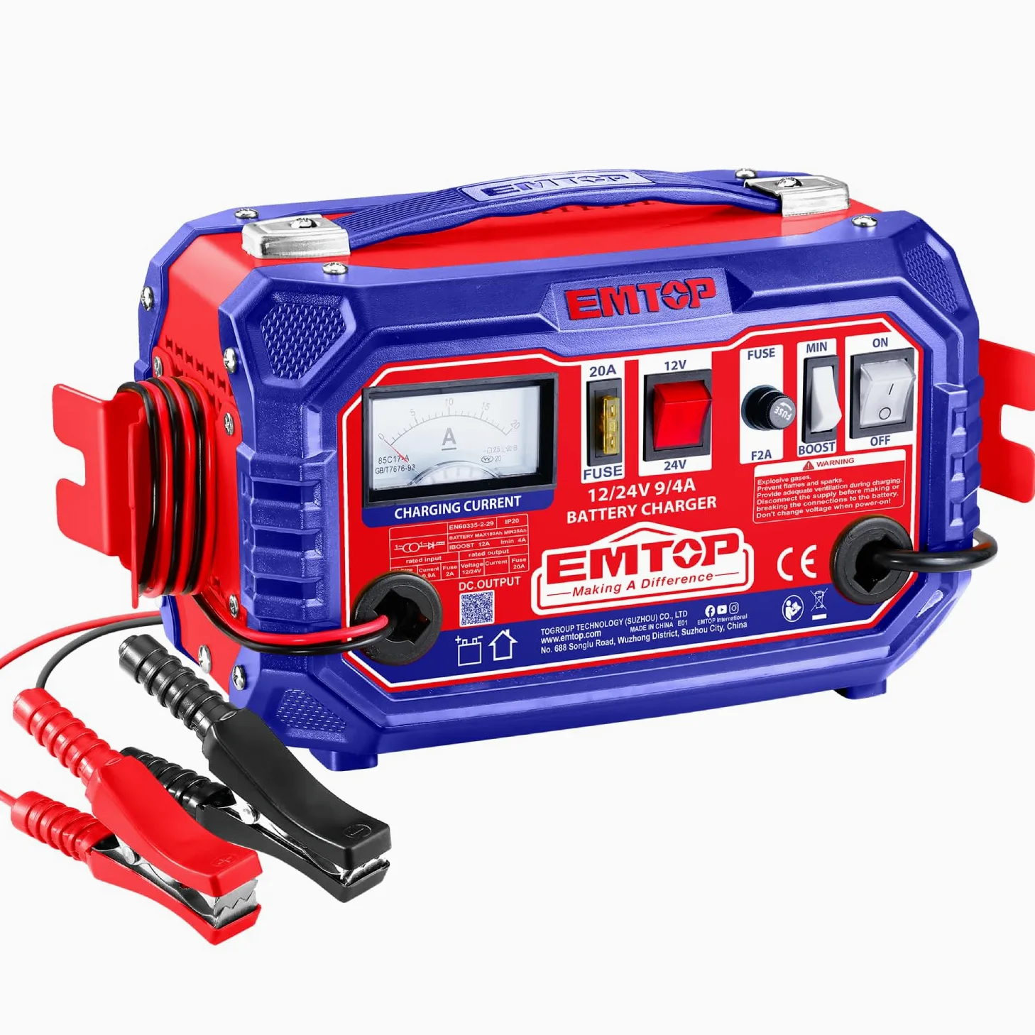 EMTOP | Batería | 12-24 V | 28-180 AH | 5,6 KG | Tensión 220-240 V | Frecuencia 50/60 HZ | Compatibilidad Garantizada con el Modelo Original | Montaje Sencillo y Ajuste Preciso al Modelo