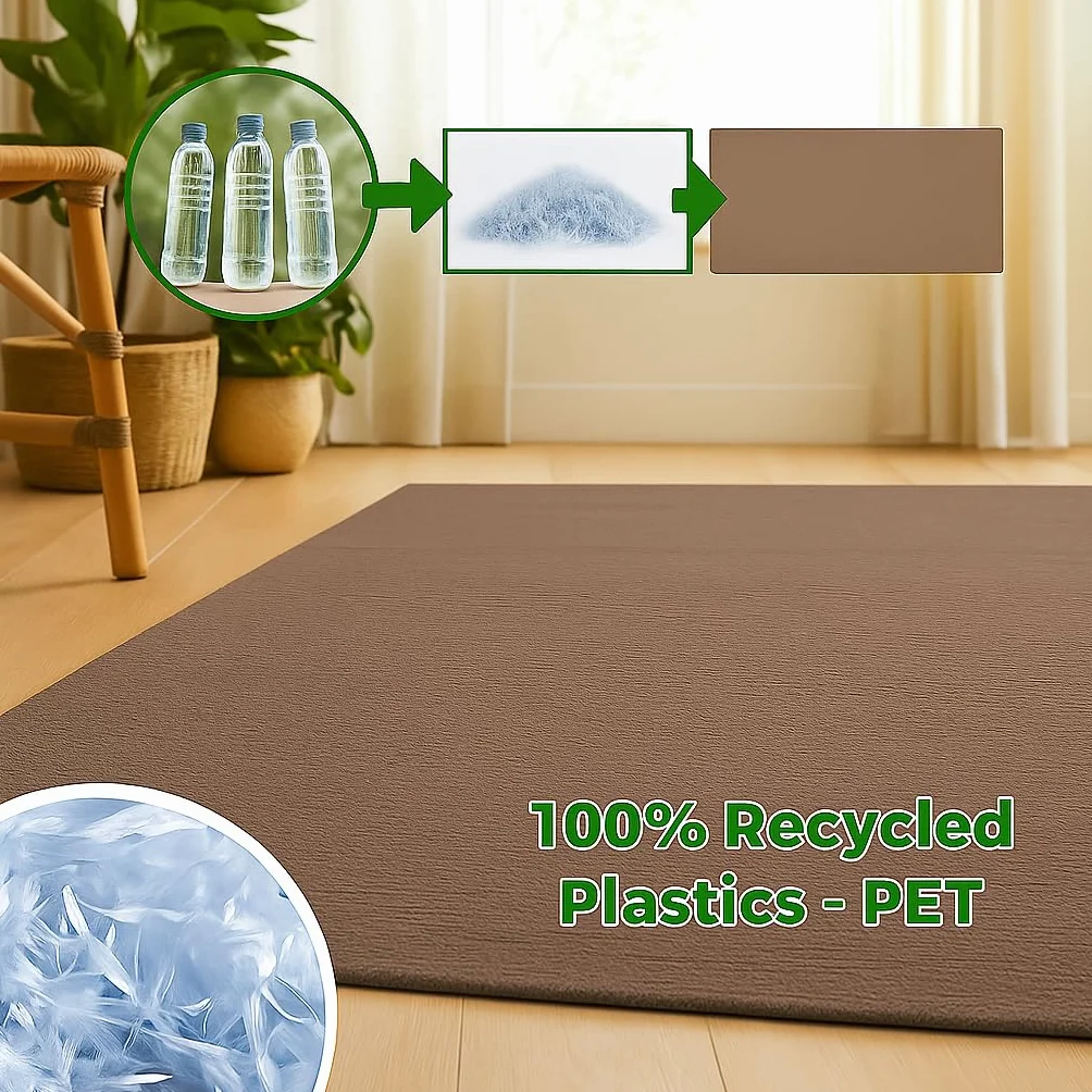 HAMID Alfombra Nansa Interior/Exterior Pet Reciclado – Lavable y Resistente al Agua – Ecológica y Sostenible – Ideal para Terraza, Jardín o Salón (110x60cm, Marrón)