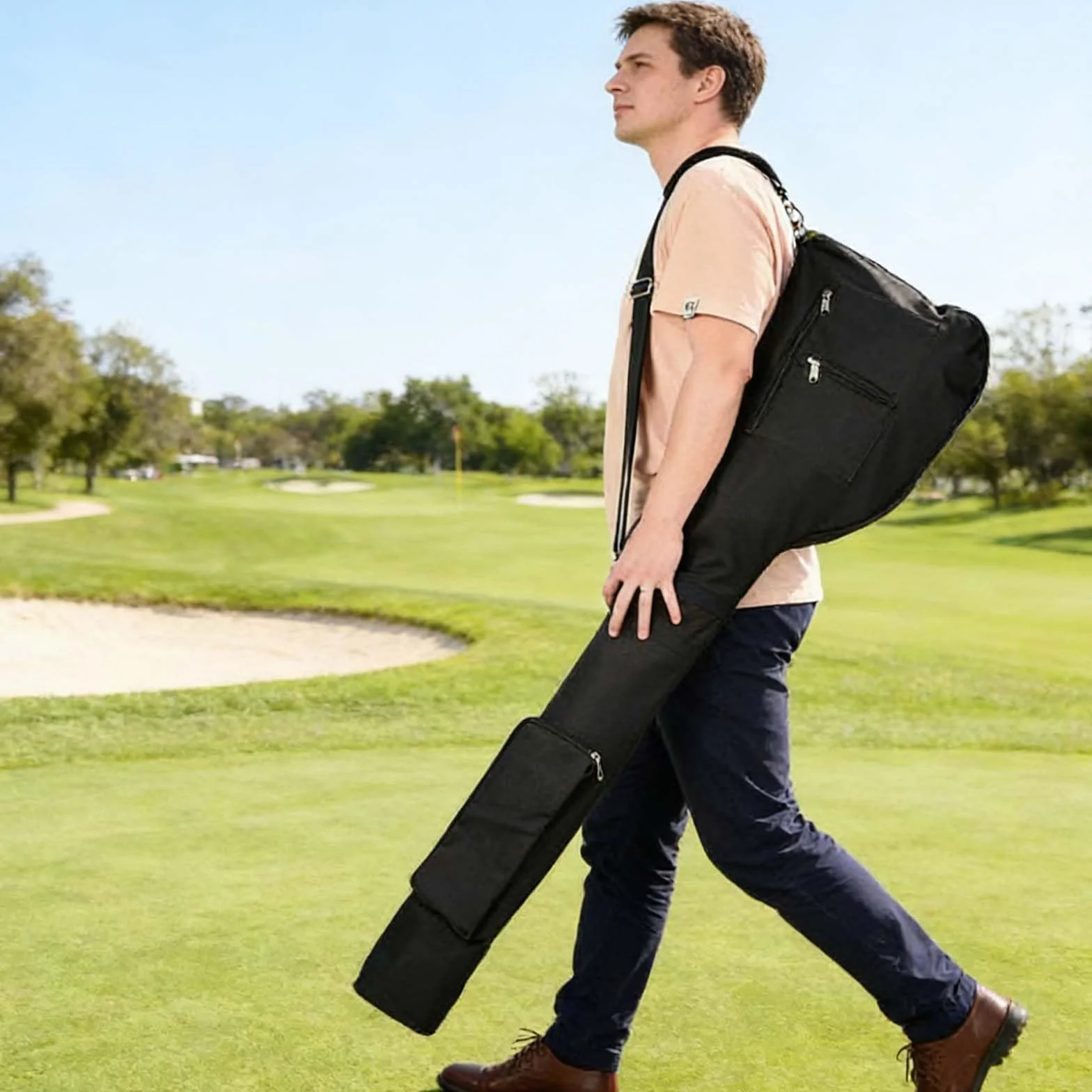 Mini Golfbag Black Bolsa de Viaje Plegable Impermeable para 8-10 Palos de Golf