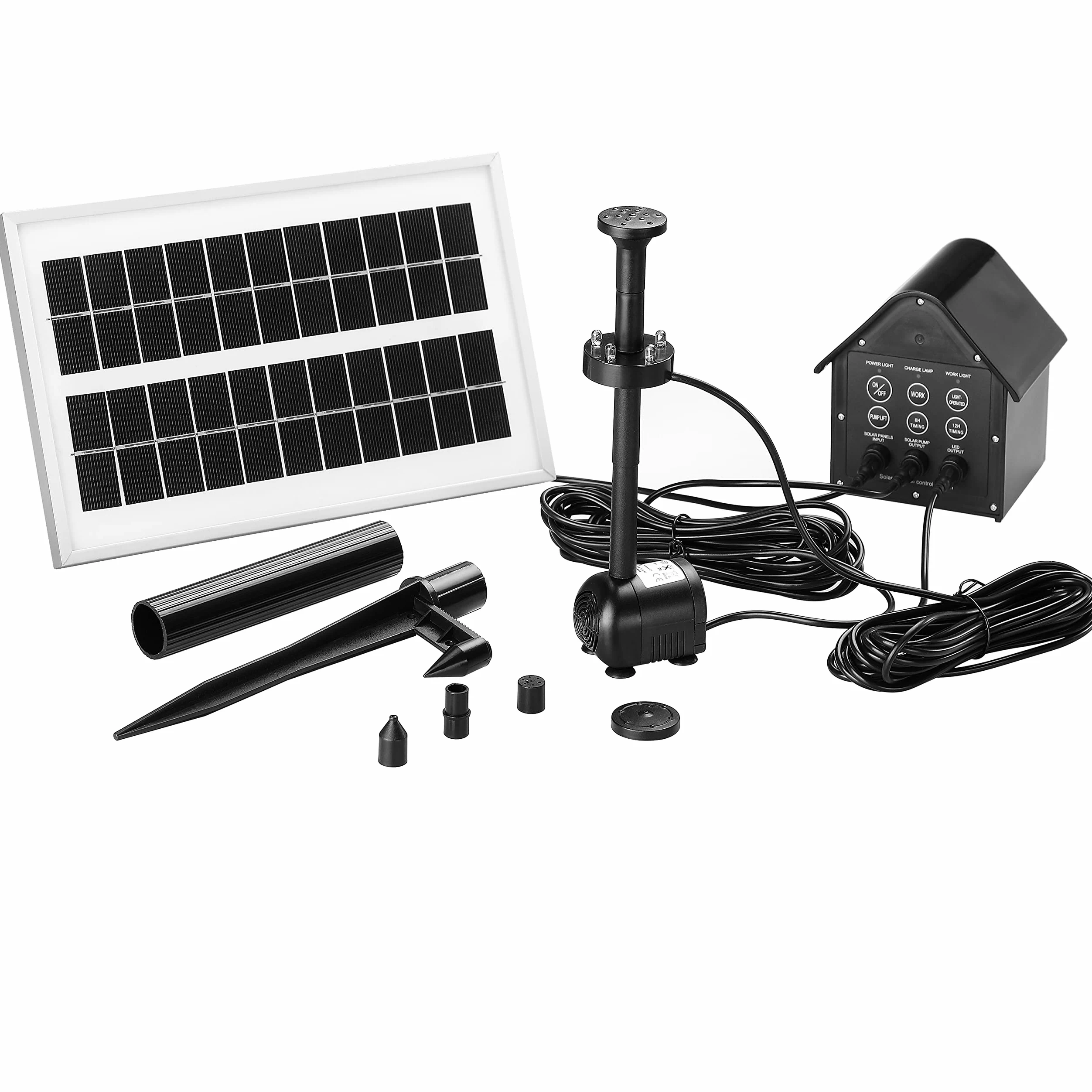Monzana Bomba Solar LED para Estanque de Jardín Fuente Multicolor Panel Solar Temporizador Control Remoto