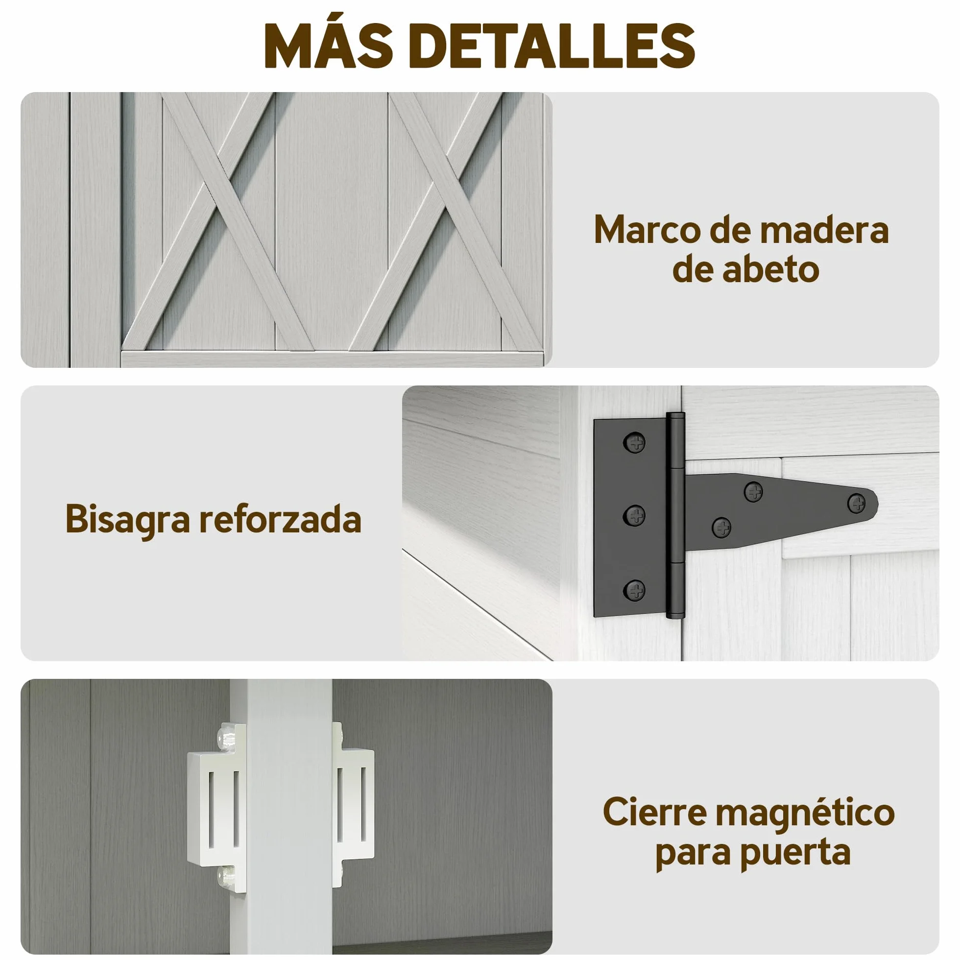 Outsunny Caseta de Jardín de Madera, 75x40x90 cm, Cobertizo Jardín Exterior, Armario para Almacenaje de Herramientas, con 4 Estantes, 2 Puertas y Techo de Acero Galvanizado, Gris