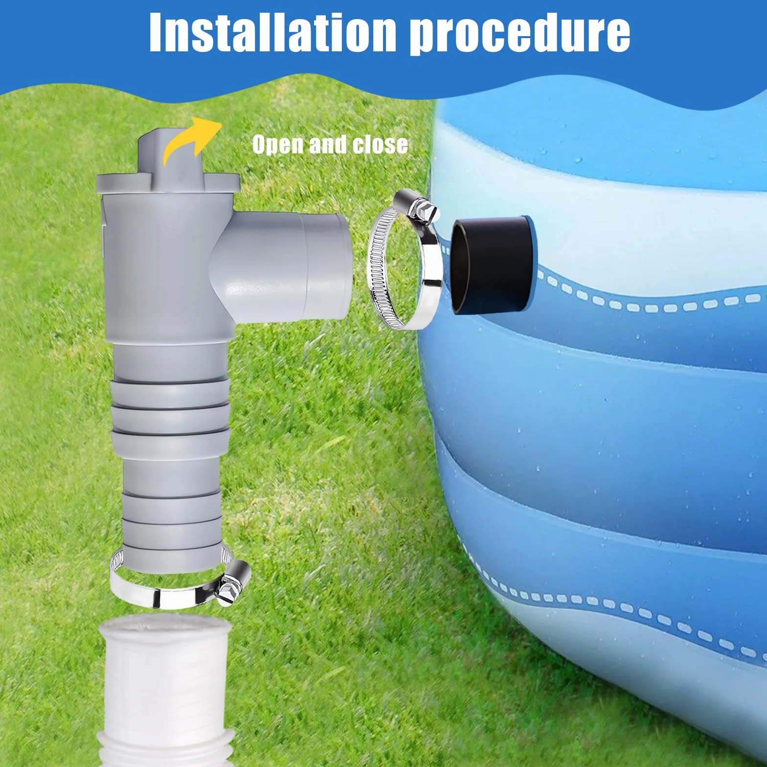 Forhome 2 Válvula de Cierre para Piscinas,Conexión de Manguera de 32 mm, Adaptador Manguera Piscina,Adaptador de Manguera de Piscina, Juego de conexión de Accesorios de Piscina de 32 mm