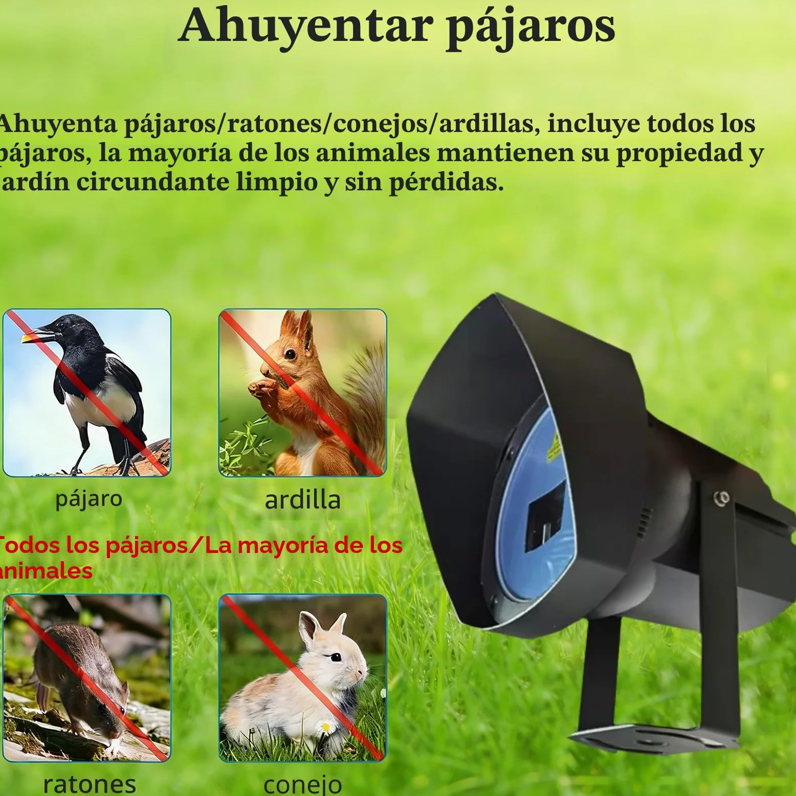 Repelente Láser Industrial para Aves, Ahuyentador De Aves Automático E Impermeable, Dispositivo Láser para Ahuyentar Pájaros En Aeropuertos, Ideal para Palomas, Estorninos Y Gorriones