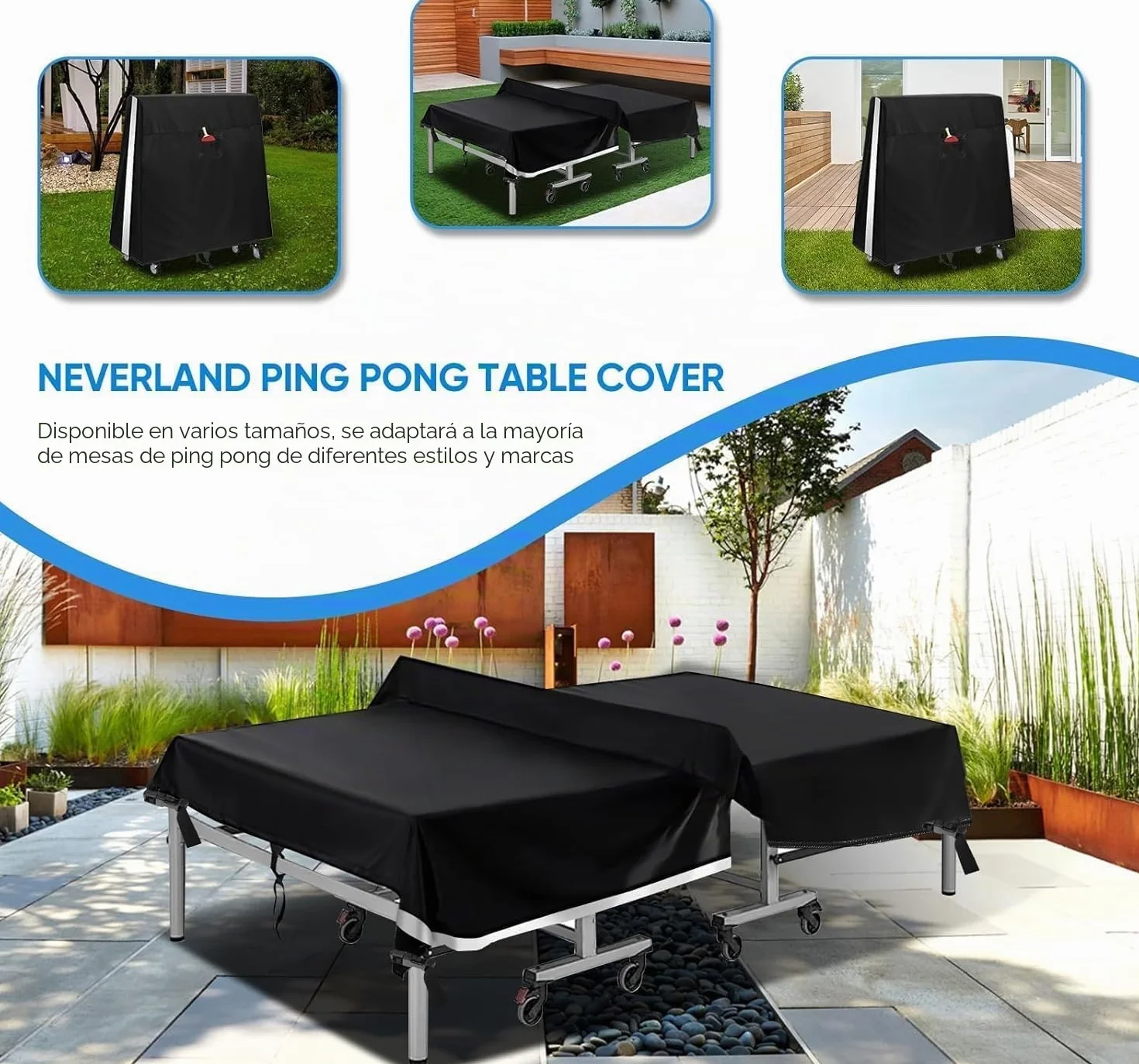NEVERLAND Funda Mesa Ping Pong Exterior Oxford Impermeable 165x70x185 cm