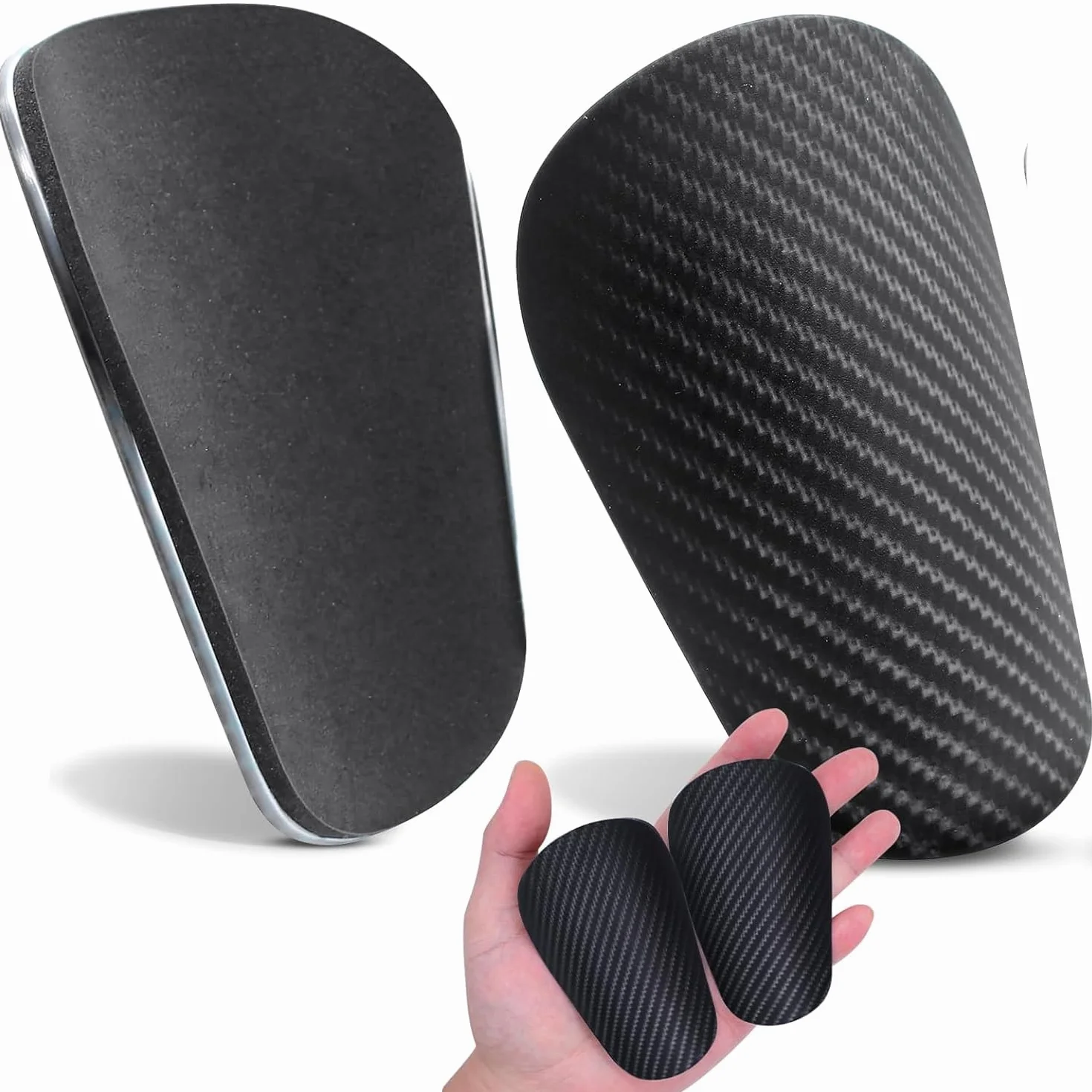 YUNYU Espinilleras fibra de carbono 11,5x6 cm protectores piernas fútbol espuma EVA juego 2 piezas