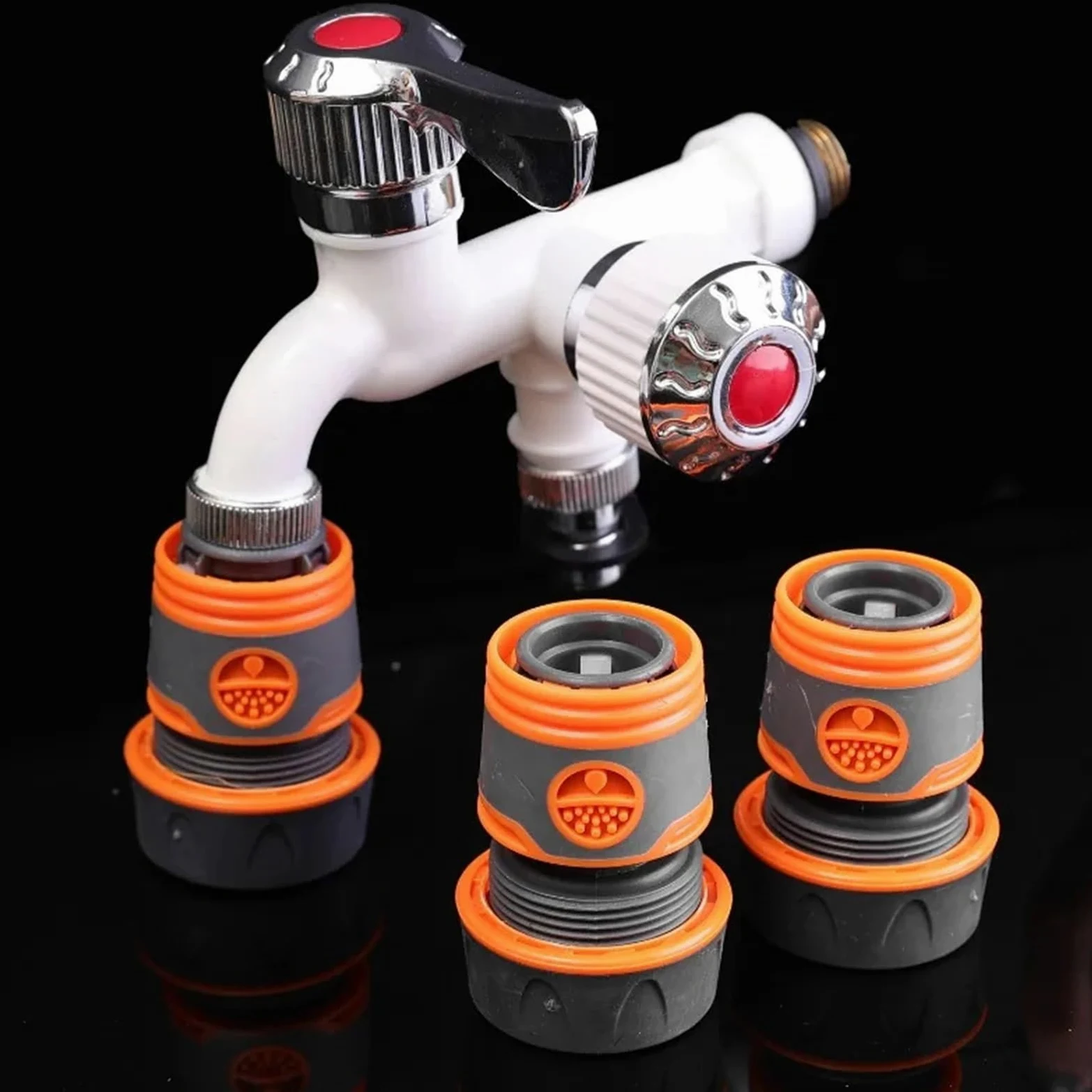 Adaptador Manguera Grifo Conector rápido de Manguera jardín | Conectores de tubería de agua de junta de conexión de extensor de grifo Accesorios de riego(6-point,12PCS)