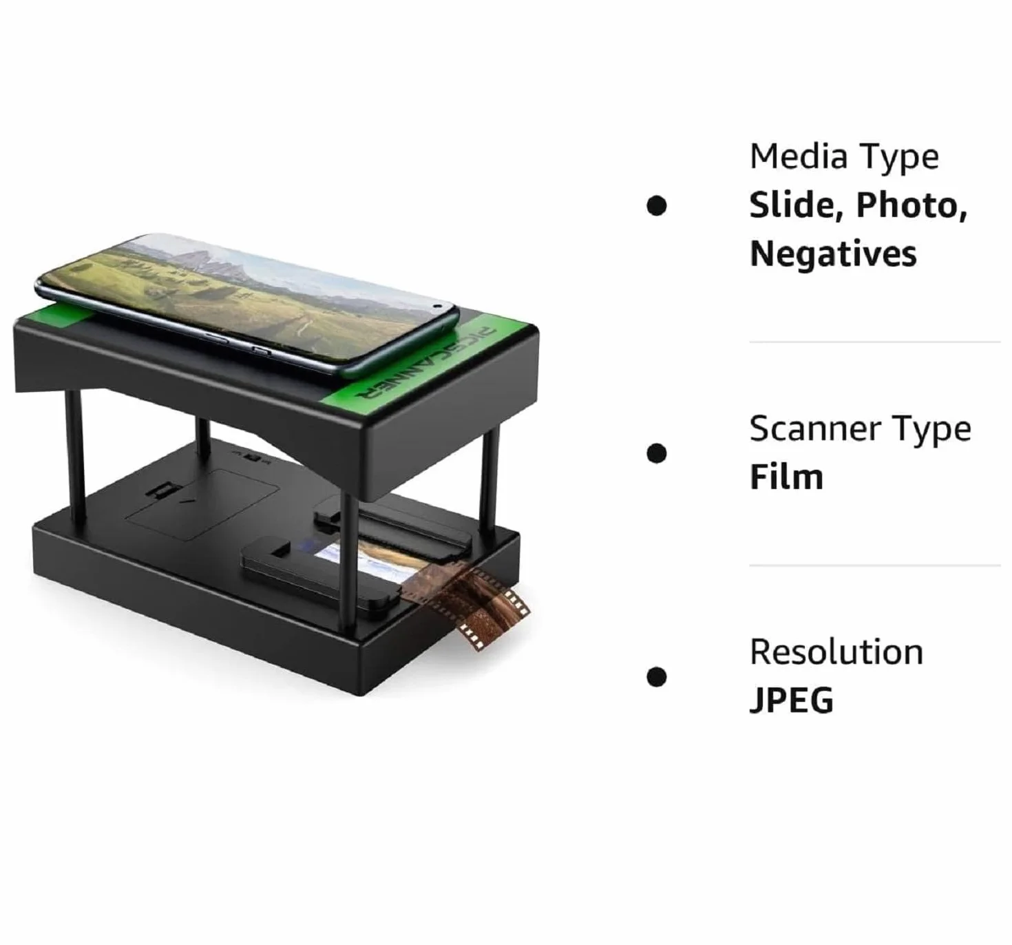 Mobile Film Scanner 35 mm, Escáner de Diapositivas Positivas y Negativas para Smartphone