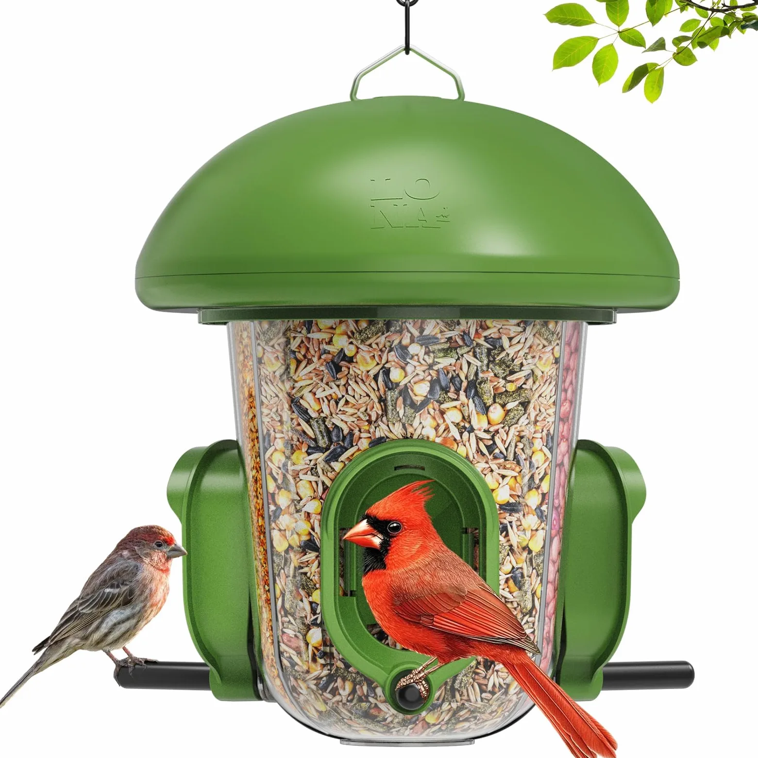 LONA - Comederos para pájaros para colgar al aire libre, 3 compartimentos separados, 3 puertos de alimentación, cúpula resistente a la intemperie y 3 formas de colgar, gran capacidad para cardenales