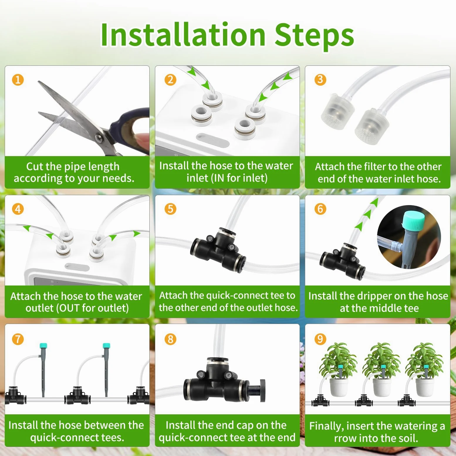 Sistema de riego automático inteligente de plantas para 20 macetas, kit de riego por goteo para interiores de doble bomba con temporizador programable de 30 días y carga USB-C