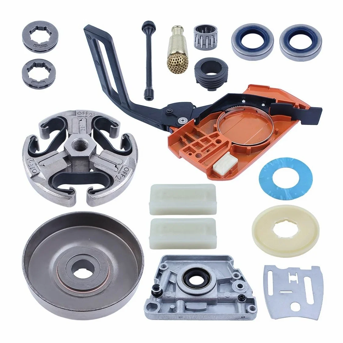 Kit de reparación for Motosierra (Incluye Tapa Embrague, Cadena, Freno, manivela, Tambor, Aceite, piñón y llanta). Compatible con motosierras 61, 66, 266, 268, 272 272XP