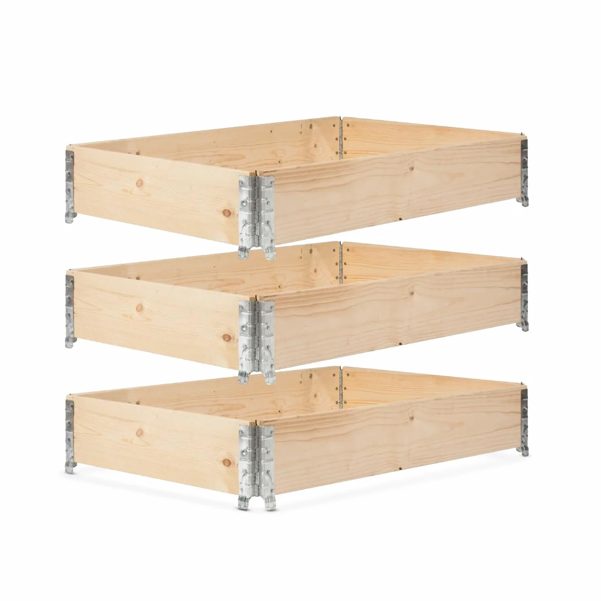 Bancal alto Gardivo 120 x 80 x 20 cm – 3 piezas de madera – Marco de palé de madera, cercado de jardín, apilable, enchufable