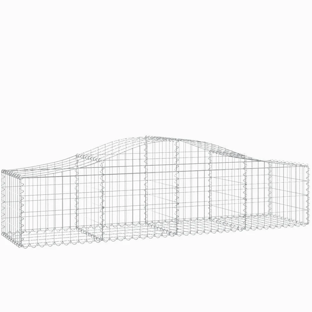 Gaviones con arco alto, 12 unidades, 200 x 50 x 40/60 cm de hierro galvanizado para barreras de jardín y protección visual, resistentes a la corrosión y estables, cestas de gaviones como