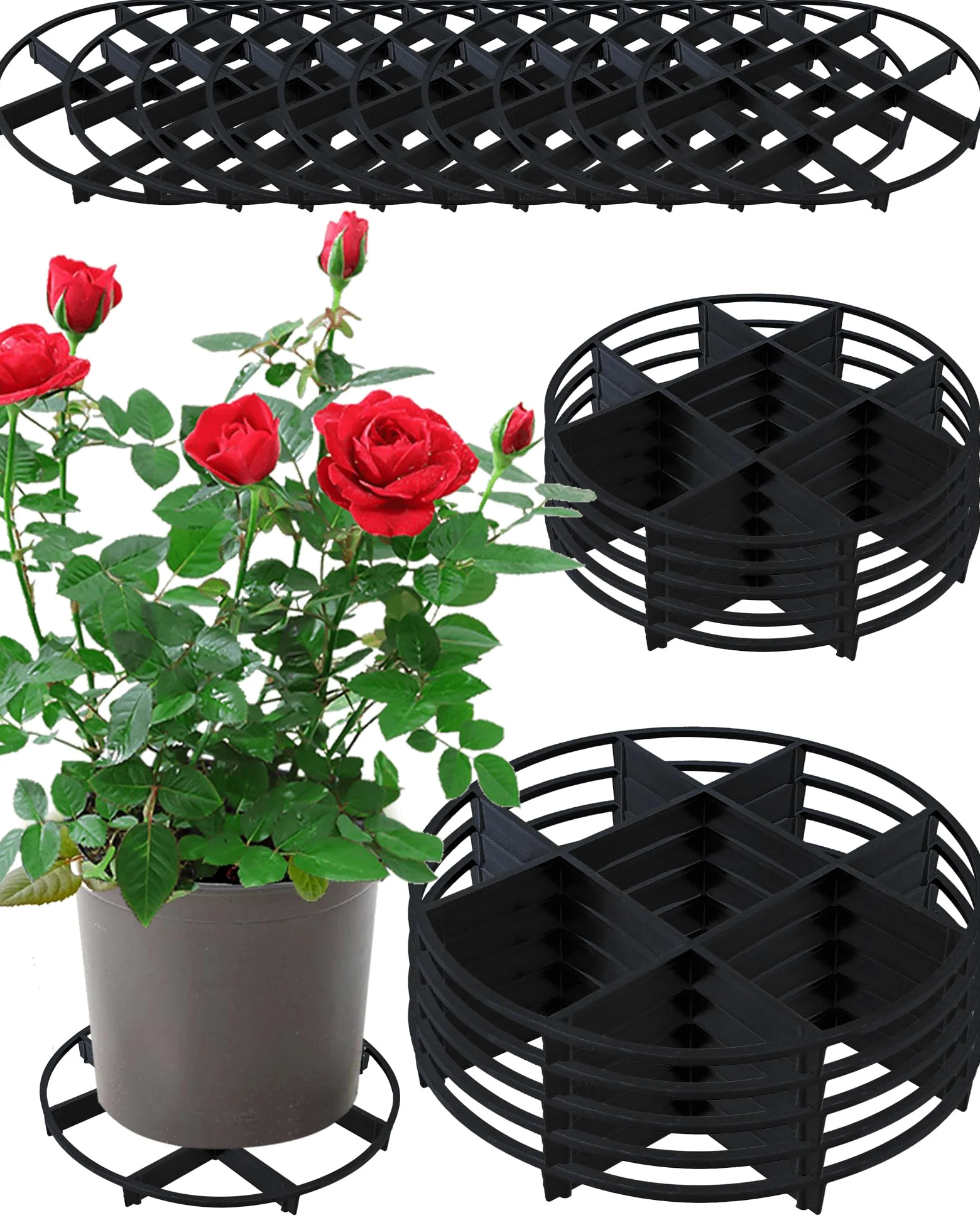 Paquete de 21 soportes de plástico para platillos de 5, 7, 8 pulgadas, elevadores de drenaje para macetas, elevadores de macetas para uso en interiores y exteriores, mejora el drenaje, la ventilación