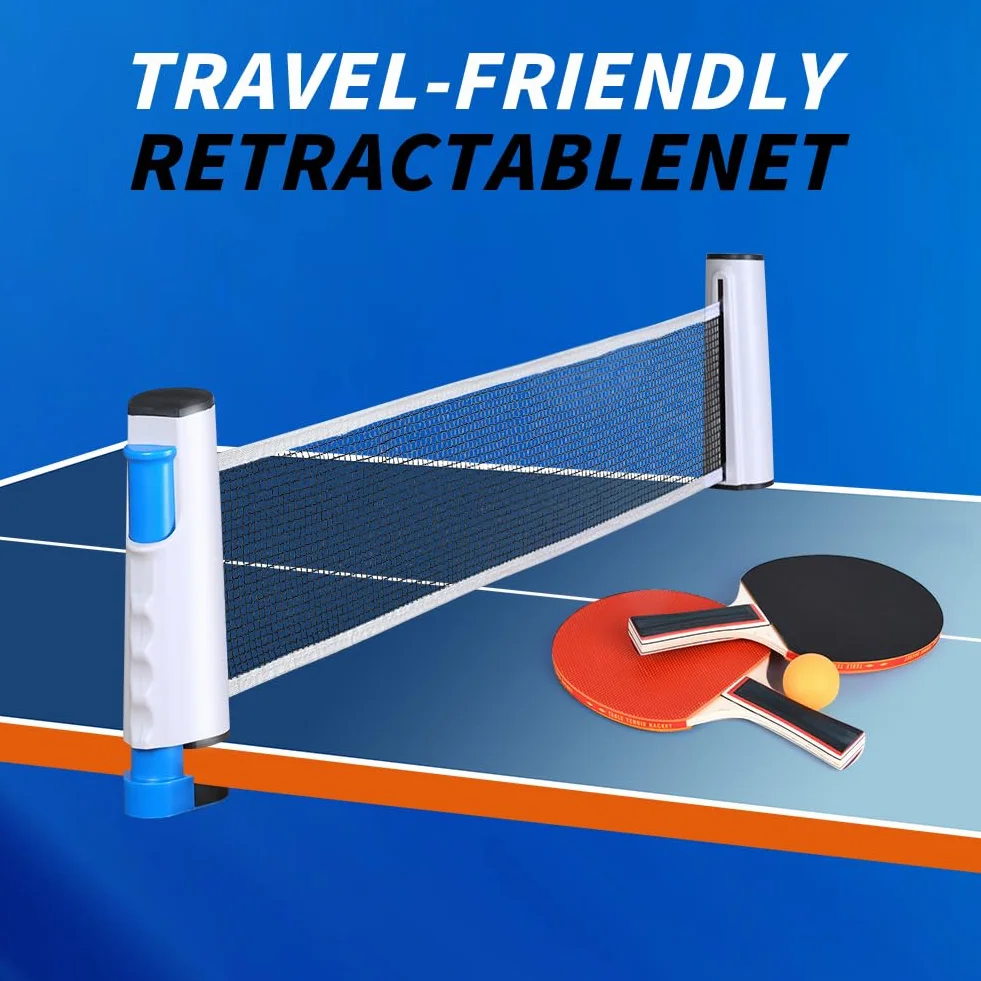 Flintronic Sets de Ping Pong, 2 Raquetas de Tenis de Mesa, 6 Bolas, Red Retráctil, Bolsa de Almacenamiento