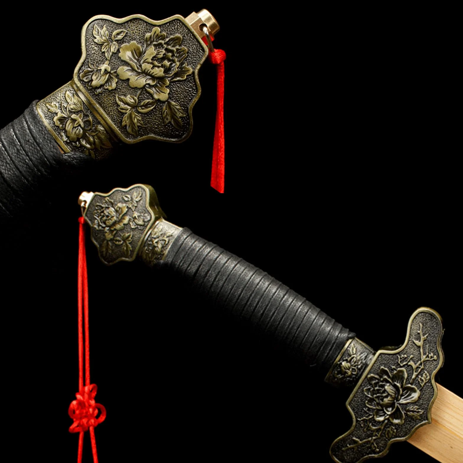Espadas Tai Chi de Madera con Flores de Peonía, Espada Entrenamiento de Bambú Natural con Vaina, Katana de Madera, Bokken Hecho a Mano 103cm para Cosplay y Artes Marciales