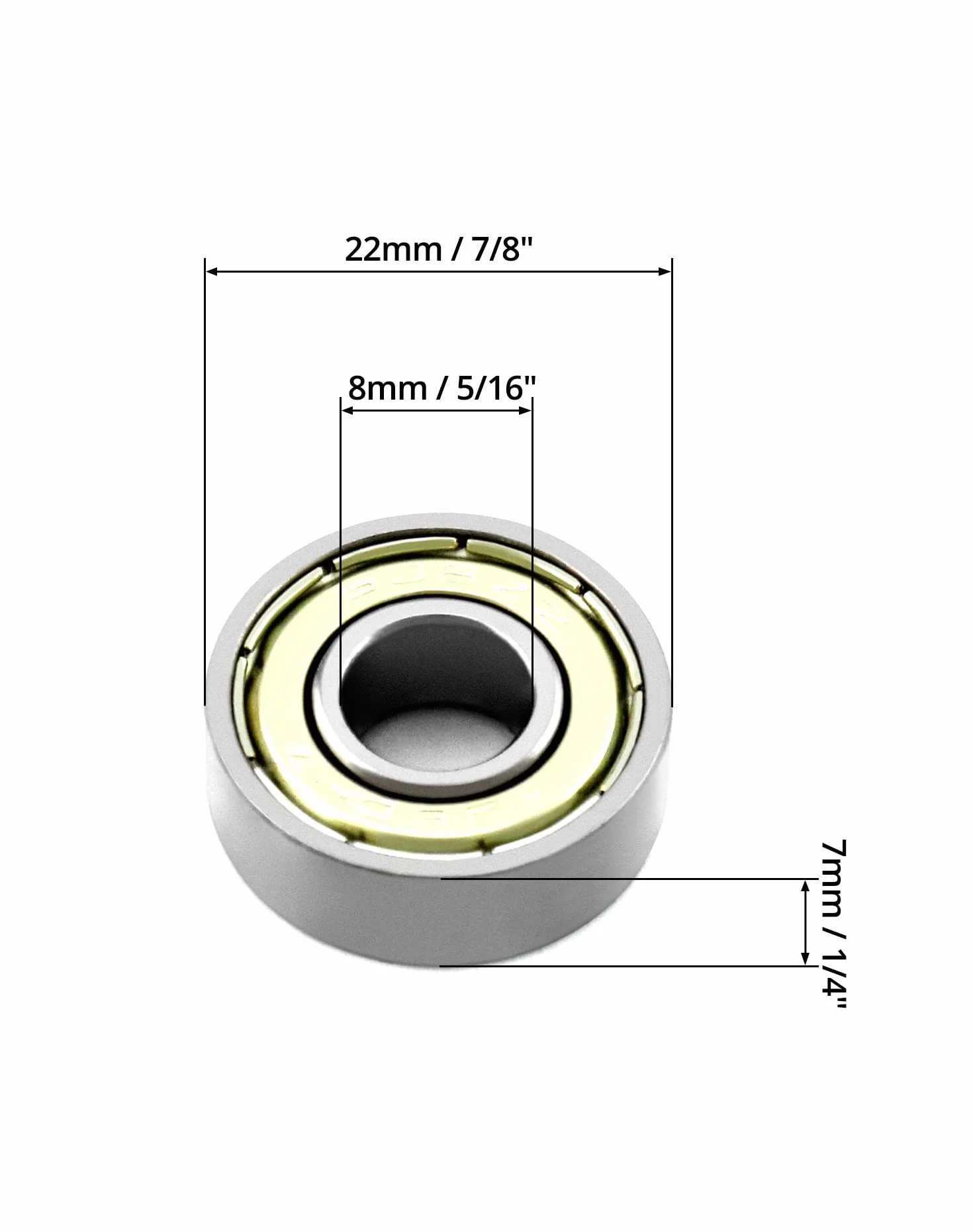 QWORK 608zz Rodamientos de Bolas de Ranura Profunda 8mm x 22mm x 7mm Doble Blindaje de Metal