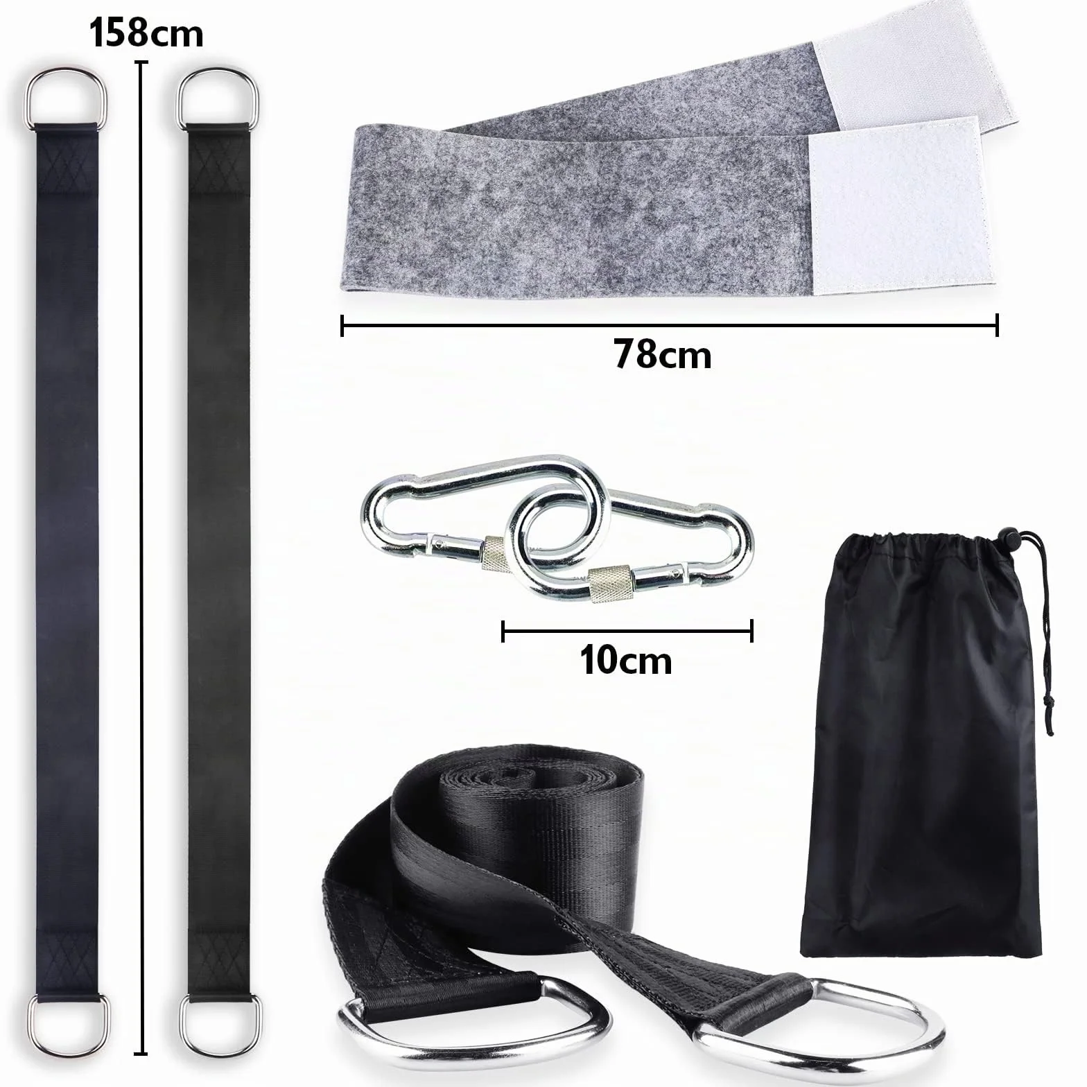 CENOVE Hamaca Correas de árbol Cinturón de Suspensión 2 Kit 150cm, Cuerdas Multifuncionales Suspensión Sostiene hasta 500 kg para Hamacas, Columpios
