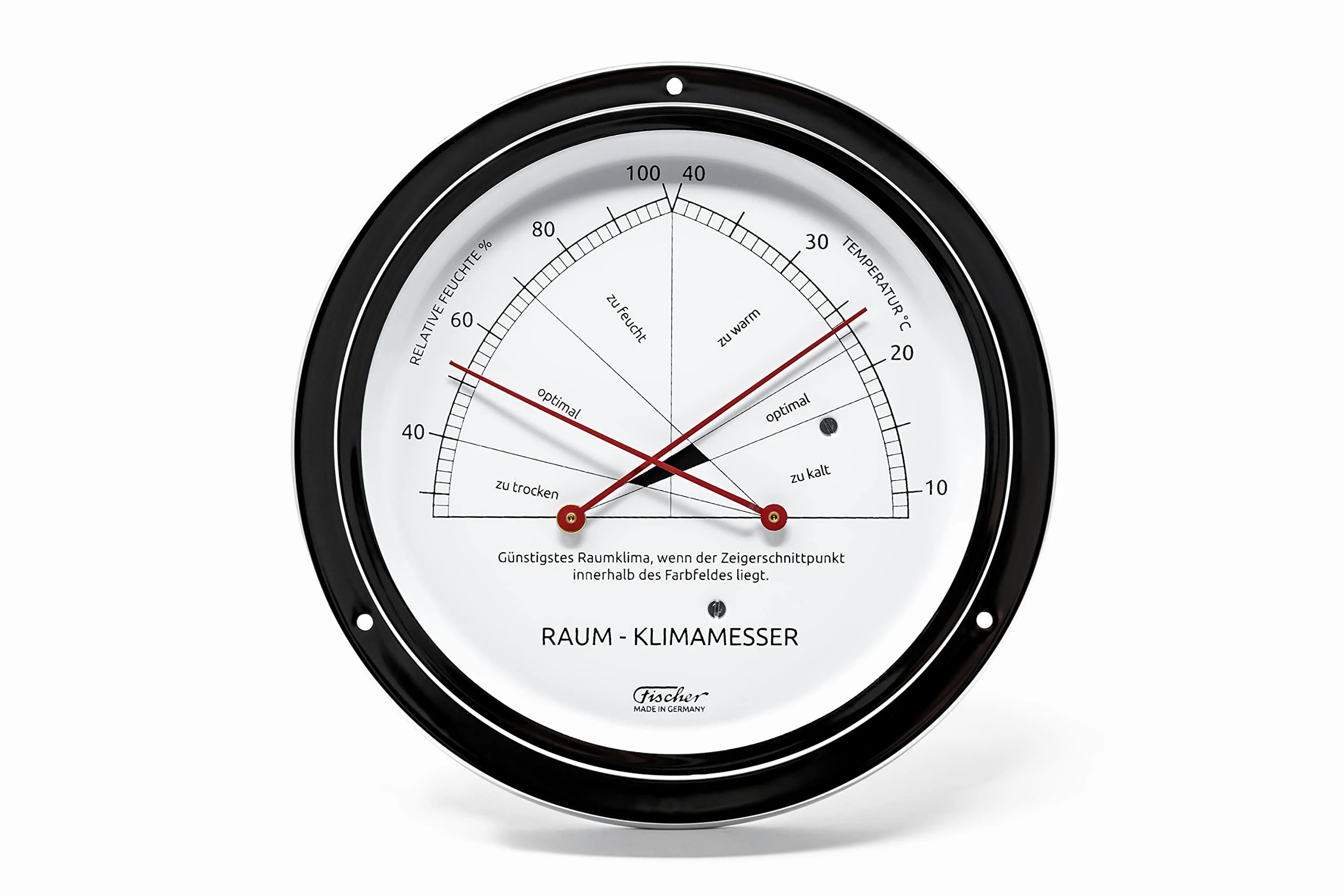 Fischer 5091-47 – Medidor de aire ambiente – Higrómetro sintético de 155 mm y termómetro bimetálico de latón fabricado en Alemania