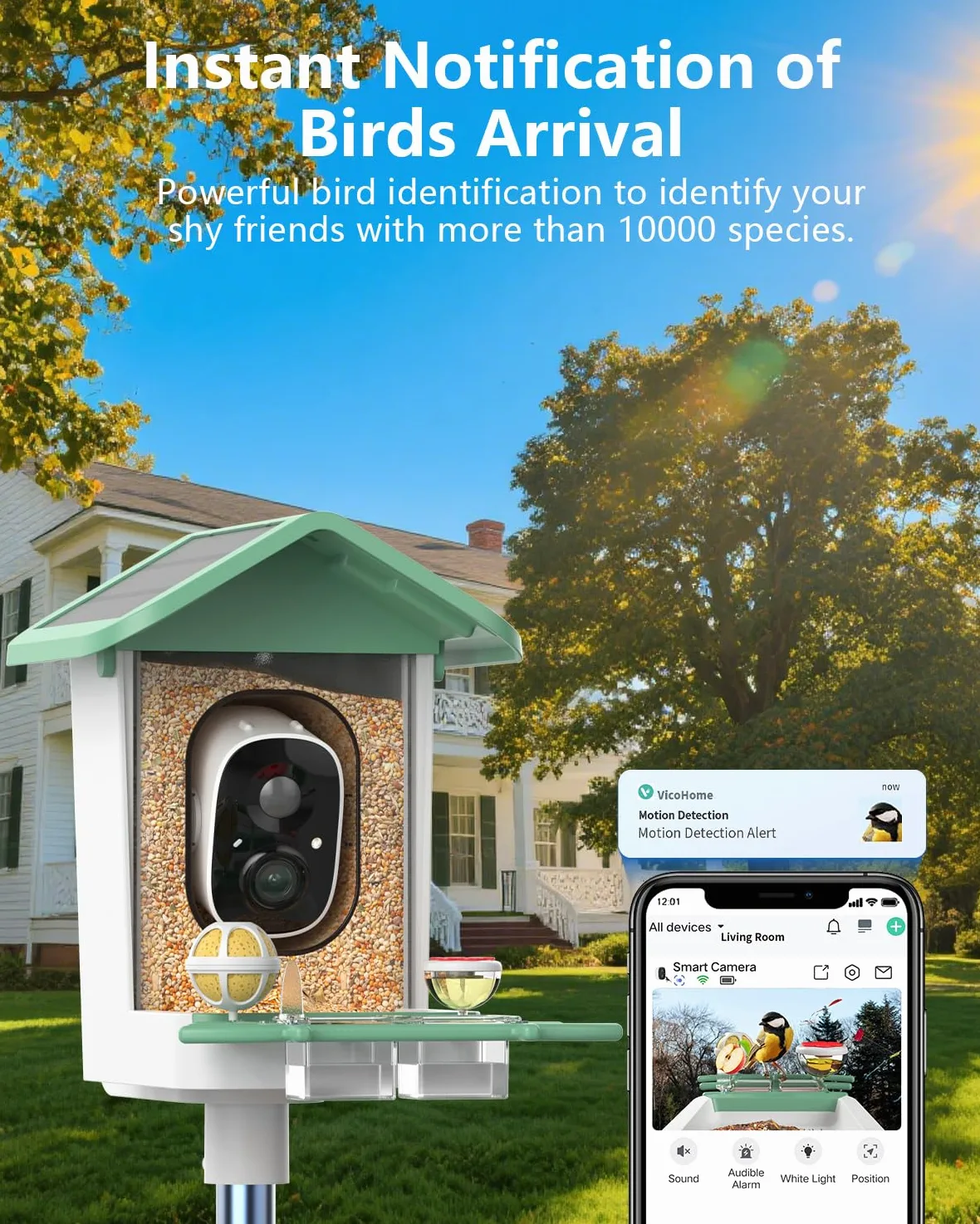 Comedero para pájaros con cámara, cámara inteligente 2K para pájaros con energía solar, identificación de especies de pájaros, notificaciones instantáneas, regalo ideal para familiares y amantes de