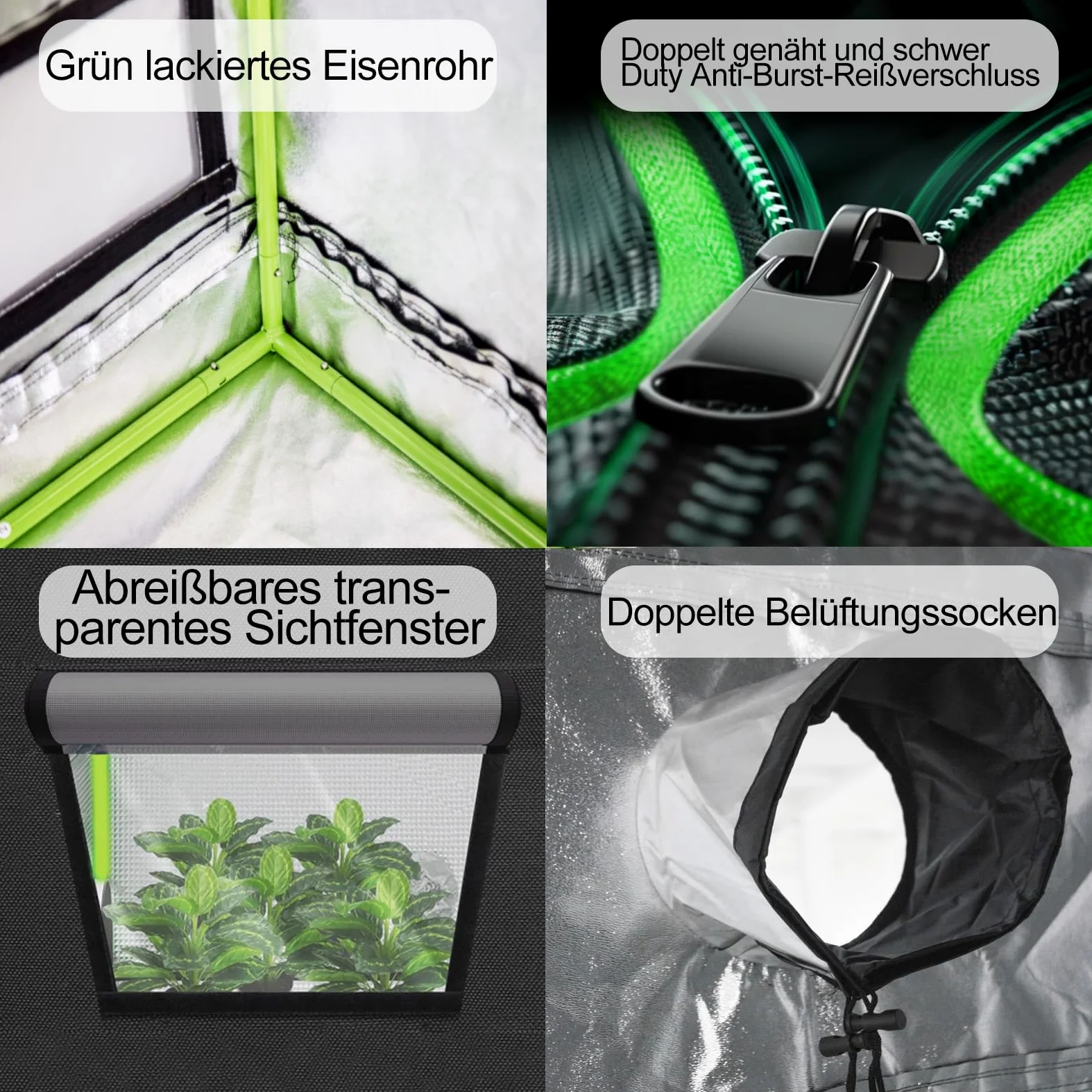 SunStream Tienda de cultivo verde 100 x 100 x 200 cm, para interior, resistente a la luz y al agua, armario de cultivo con ventana de observación de Mylar resistente al agua y bandeja inferior para
