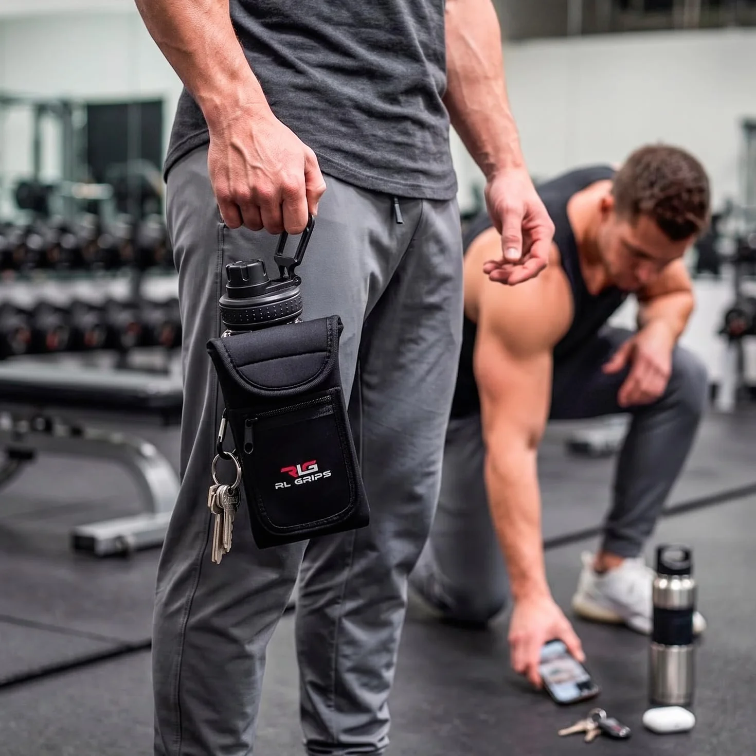 RL Grips Bolsa Magnética Gym para Botella y Móvil – Funda Magnética Gimnasio con Imanes Potentes