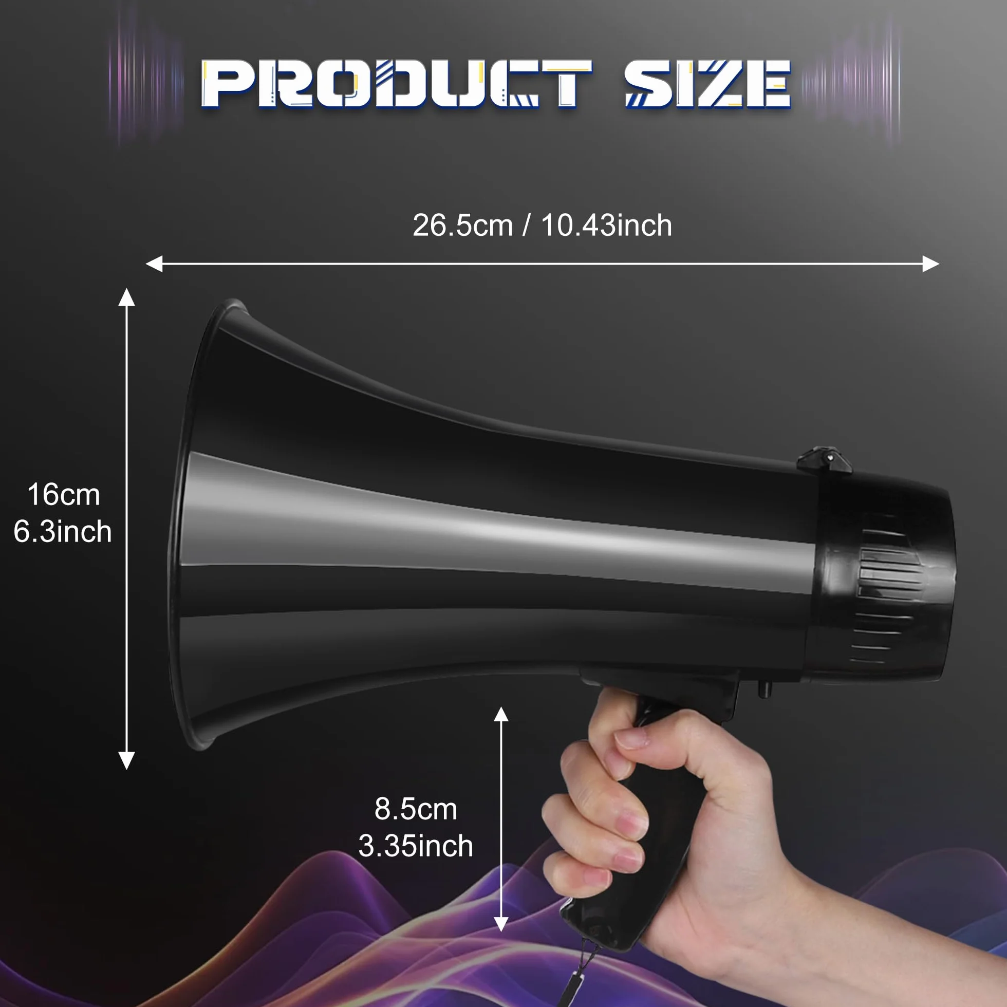 Megáfono Altavoz PA Bullhorn con Micrófono Desmontable, Sirena, USB y Grabación 240S