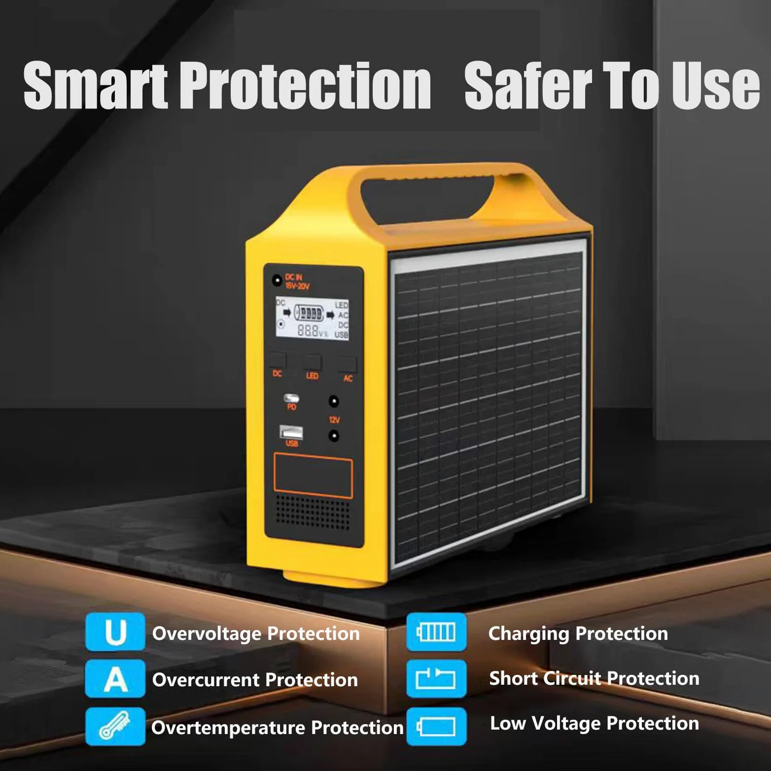 Estación De Energía Portátil Carga Solar, Fuente De Alimentación De Emergencia, Batería Lifepo4 De 76.8wh, con Más De 4000 Ciclos, Ideal para Exteriores, Camping, Viajes