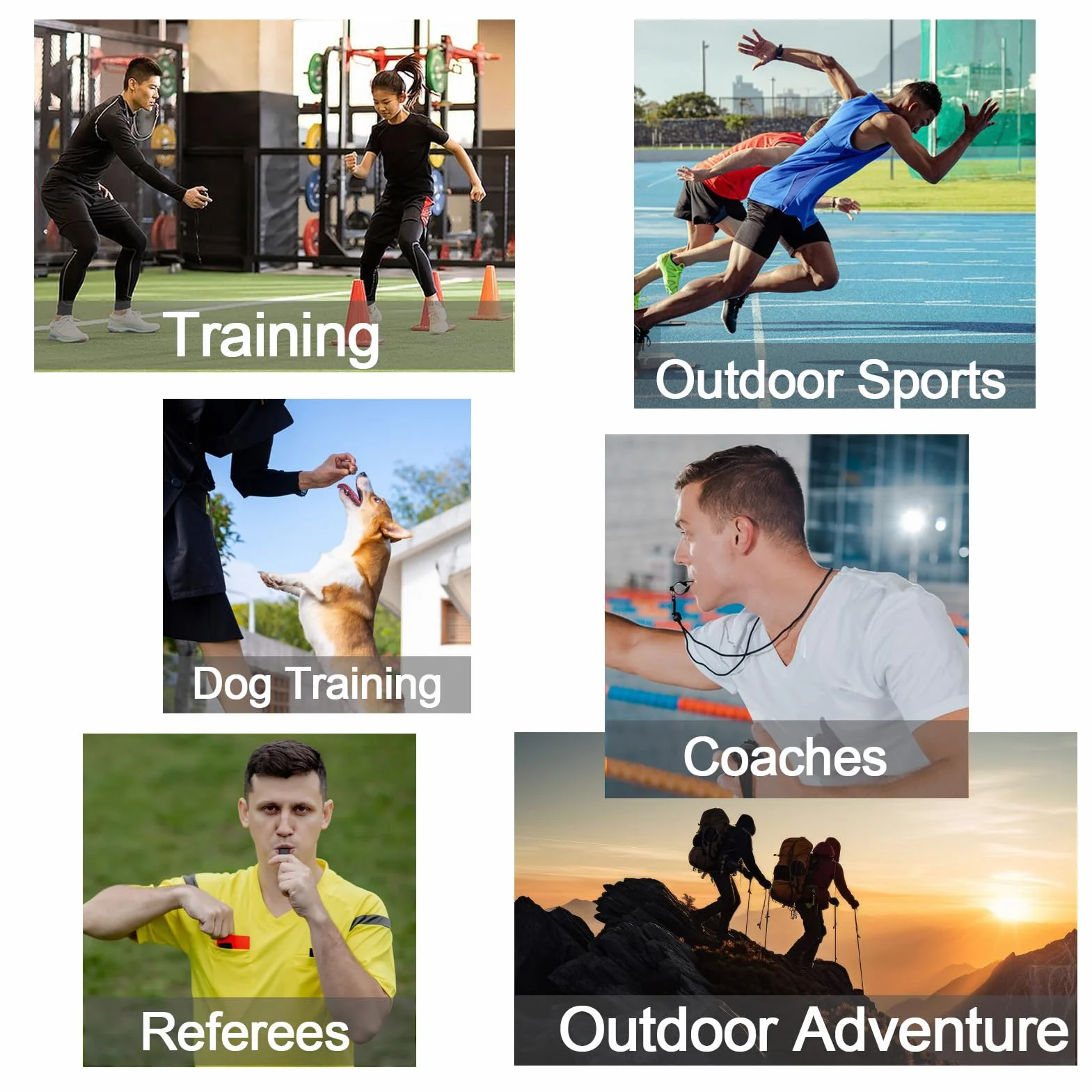 Silbato de Acero Inoxidable Pack 2, Silbato Deportivo con Cordón para Árbitros Entrenadores