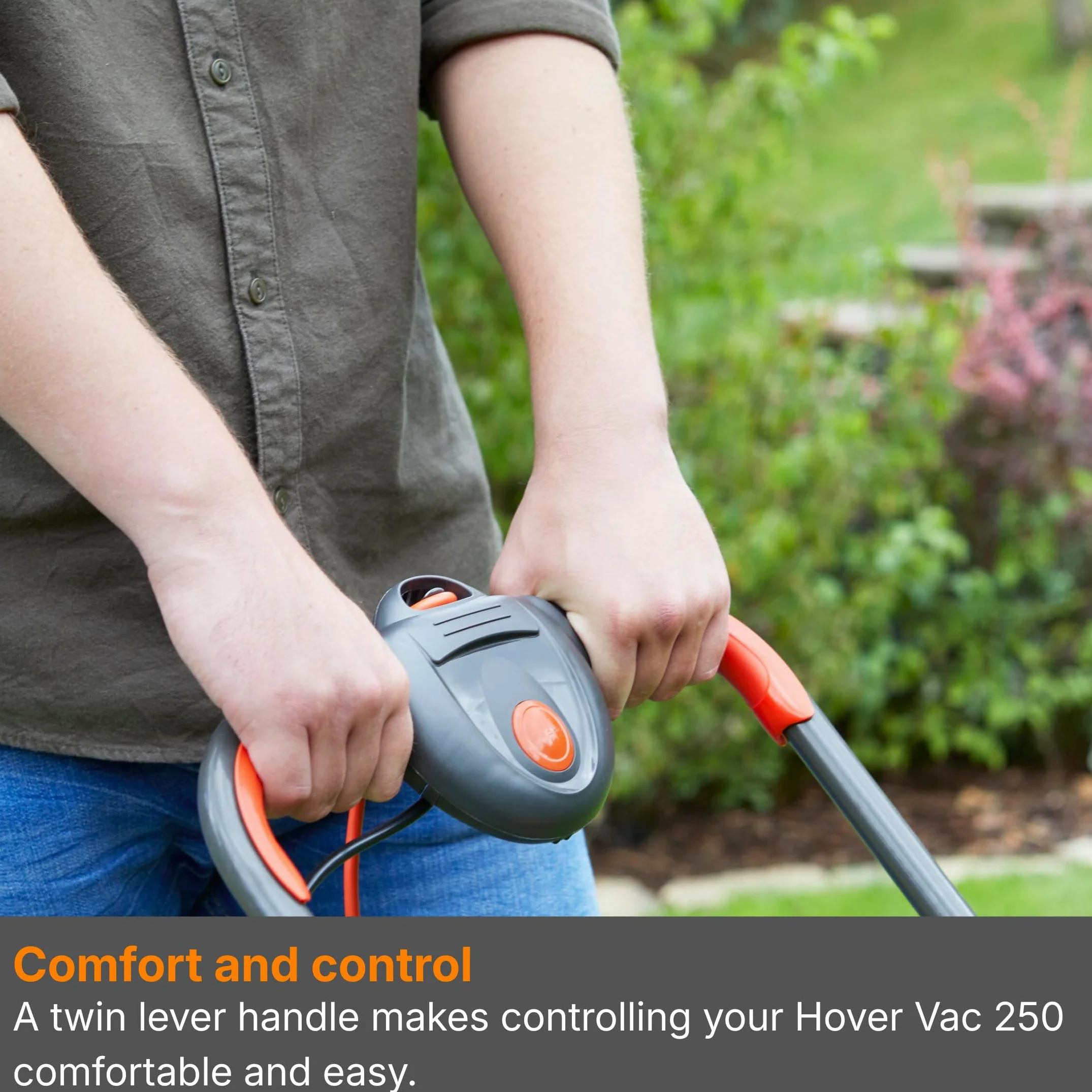 Flymo Cortacésped eléctrico Hover Vac 270, 1400 W, Ancho de Corte 27 cm, contenedor de césped de 15 L