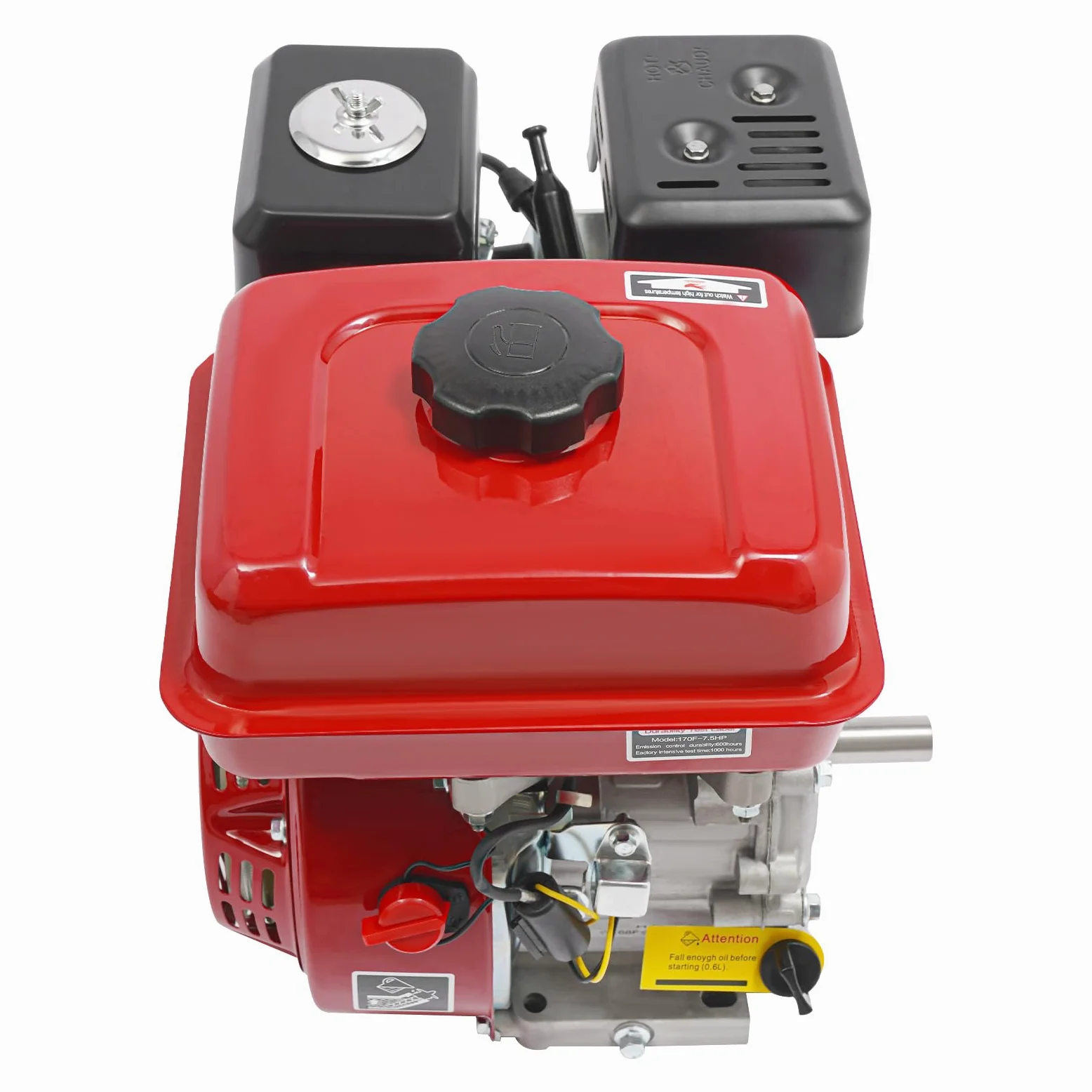 Motor de gasolina Go Kartmotor, 7.5 HP 4 tiempos OHV, motor de gasolina 210 cc, 4 kW, motor de accionamiento estacionario 3600 r/min para cortacésped Gokarts limpiador de alta presión
