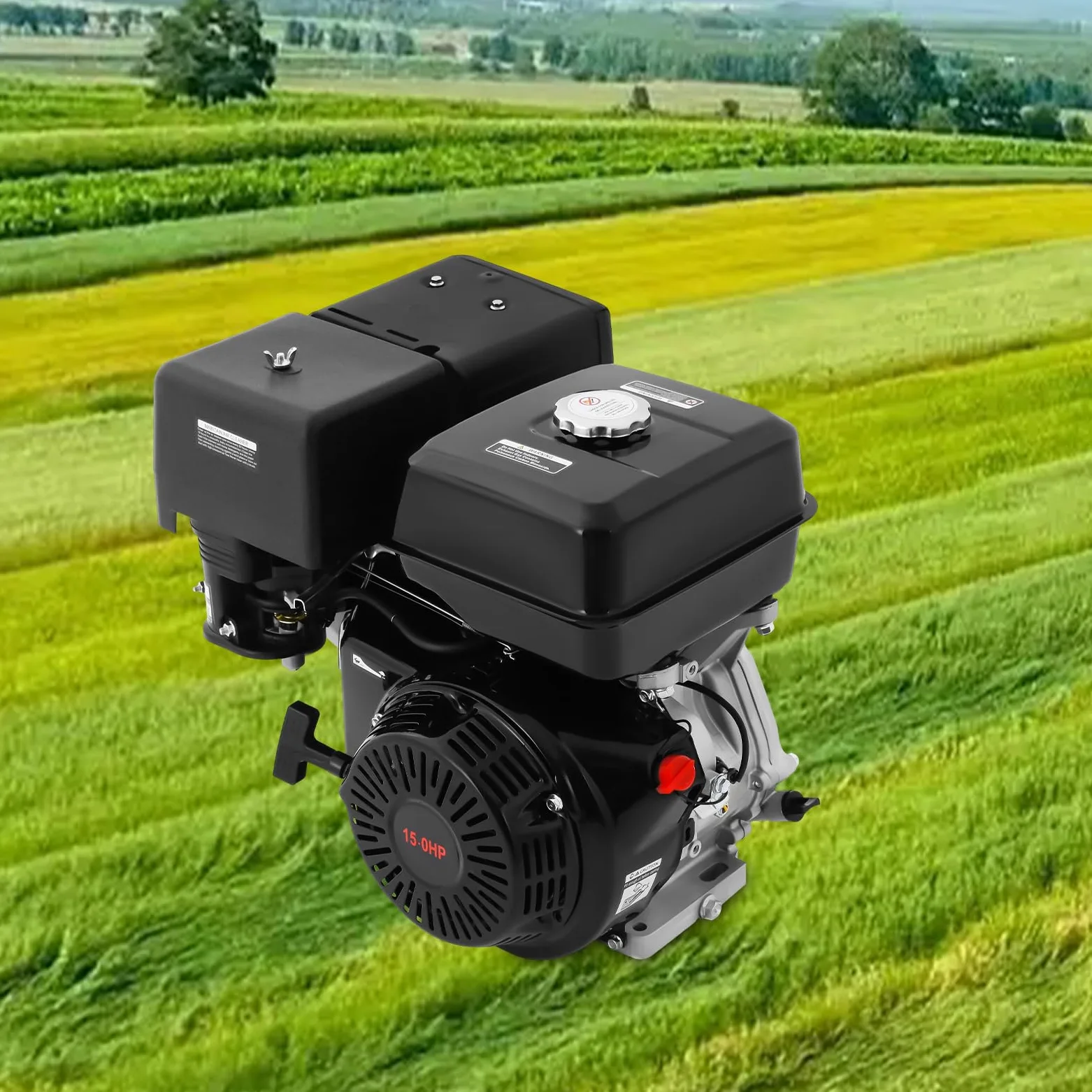 Motor de gasolina de 15 CV, 4 tiempos, motor estacionario, motor multifuncional, motor de alimentación de gas, motor de kart, motor de un cilindro, motor vertical, motor de alimentación con