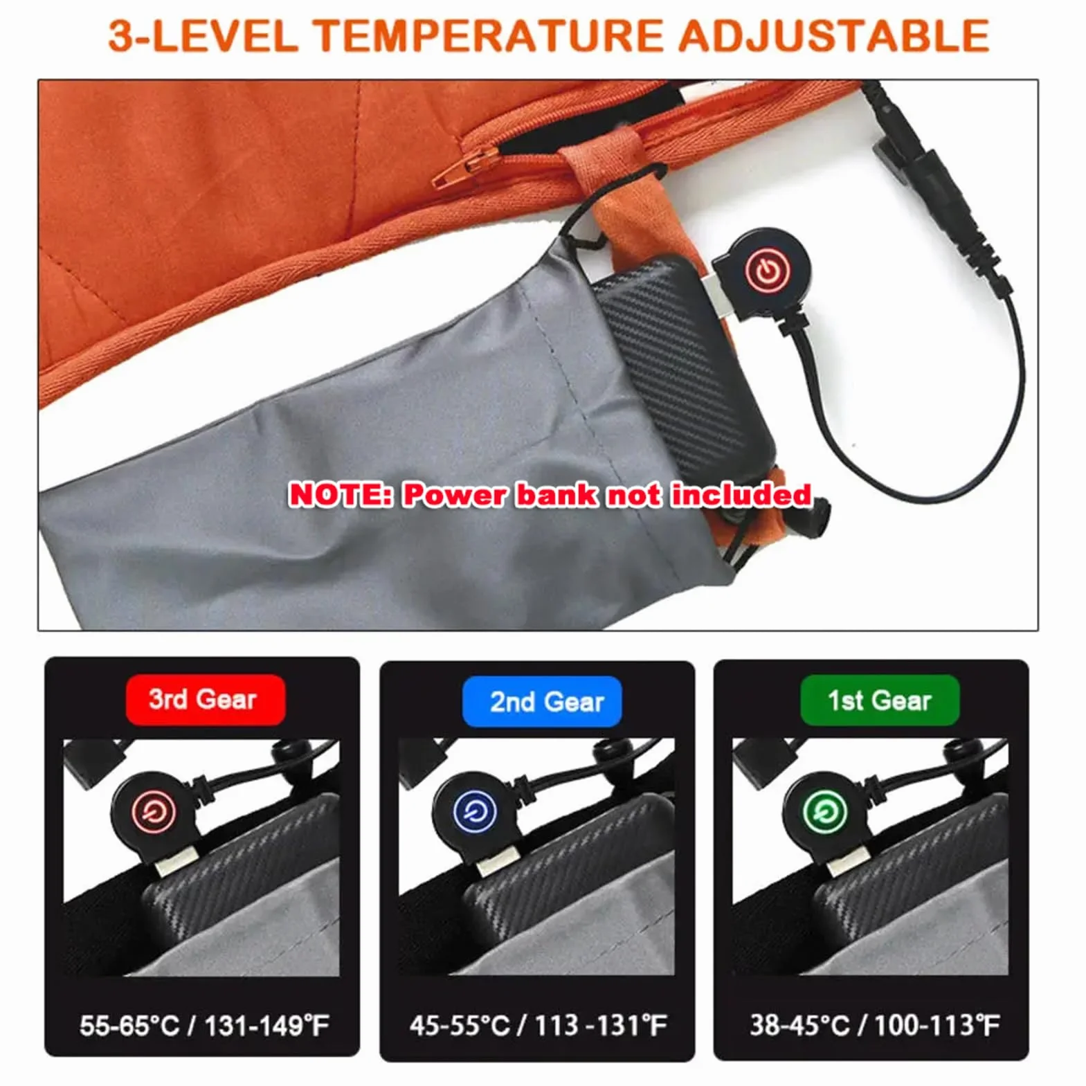 Forro para Saco De Dormir con Doble Calefacción, Almohadilla Térmica Eléctrica USB, Calentador para Acampar, Manta Calefactora Portátil para Clima Frío para Interiores Y Exteriores
