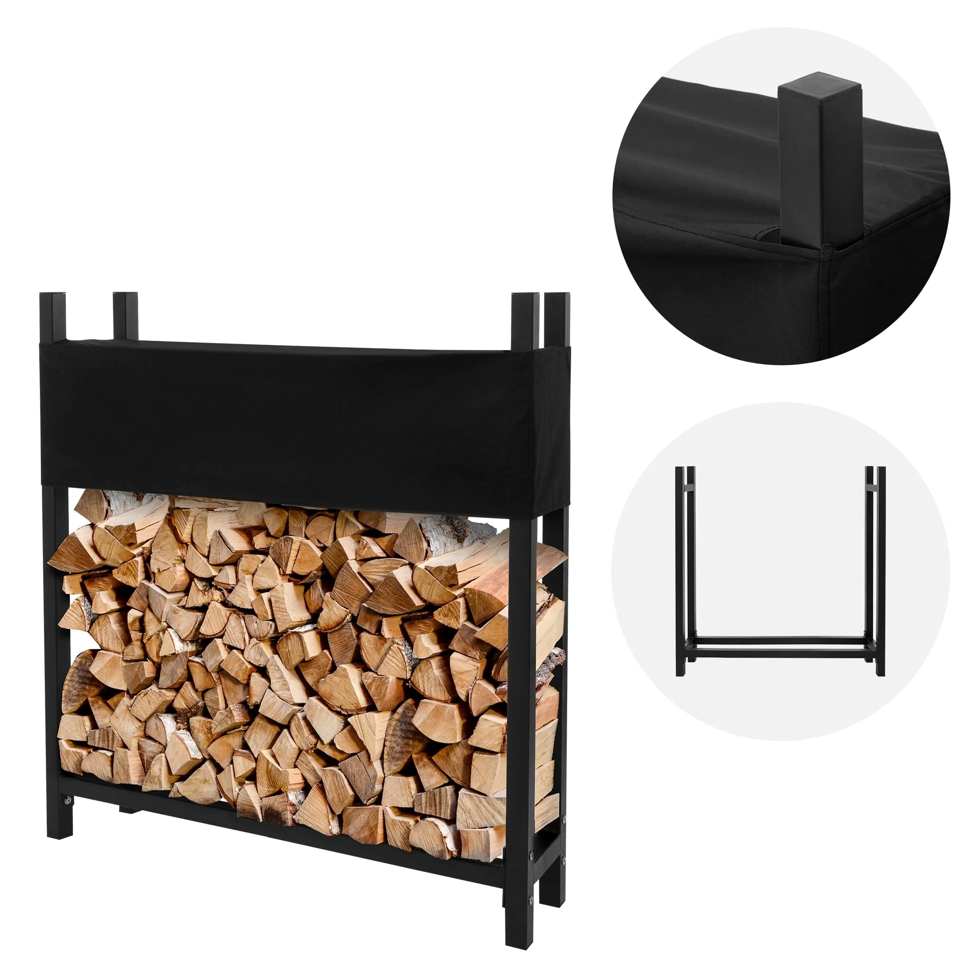 ML-Design Estantería Metalica para Leña 113x25x115 cm Antracita Leñera con Tapa Protectora Portaleña 0,5 m³ / 1 SRM Soporte Exterior/Interior de Almacenamiento Refugio para Apilamiento de Troncos
