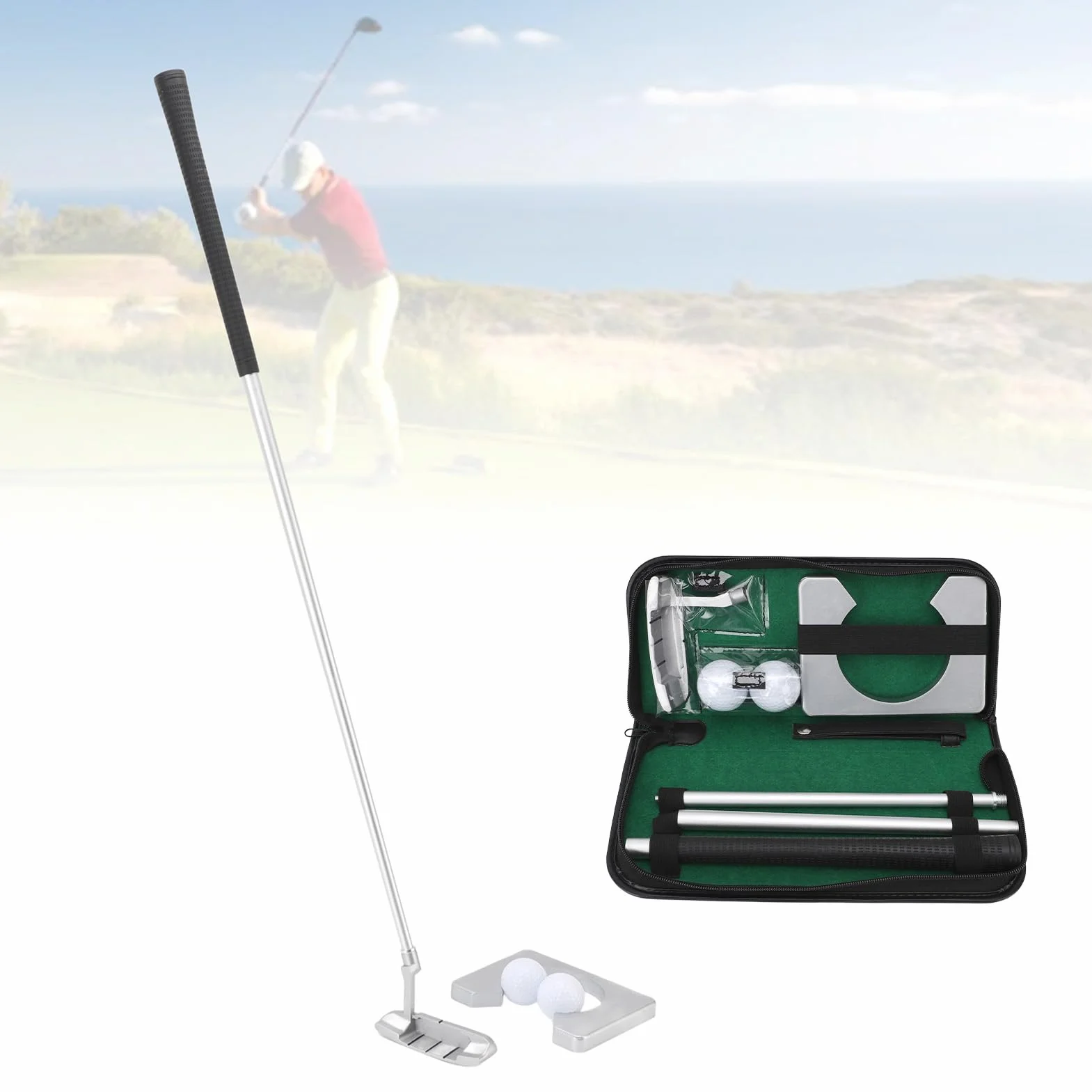 Juego de Golf Aleación de Zinc Aleación de Aluminio con 2 Bolas y Bolsa para Entrenamiento de Putting