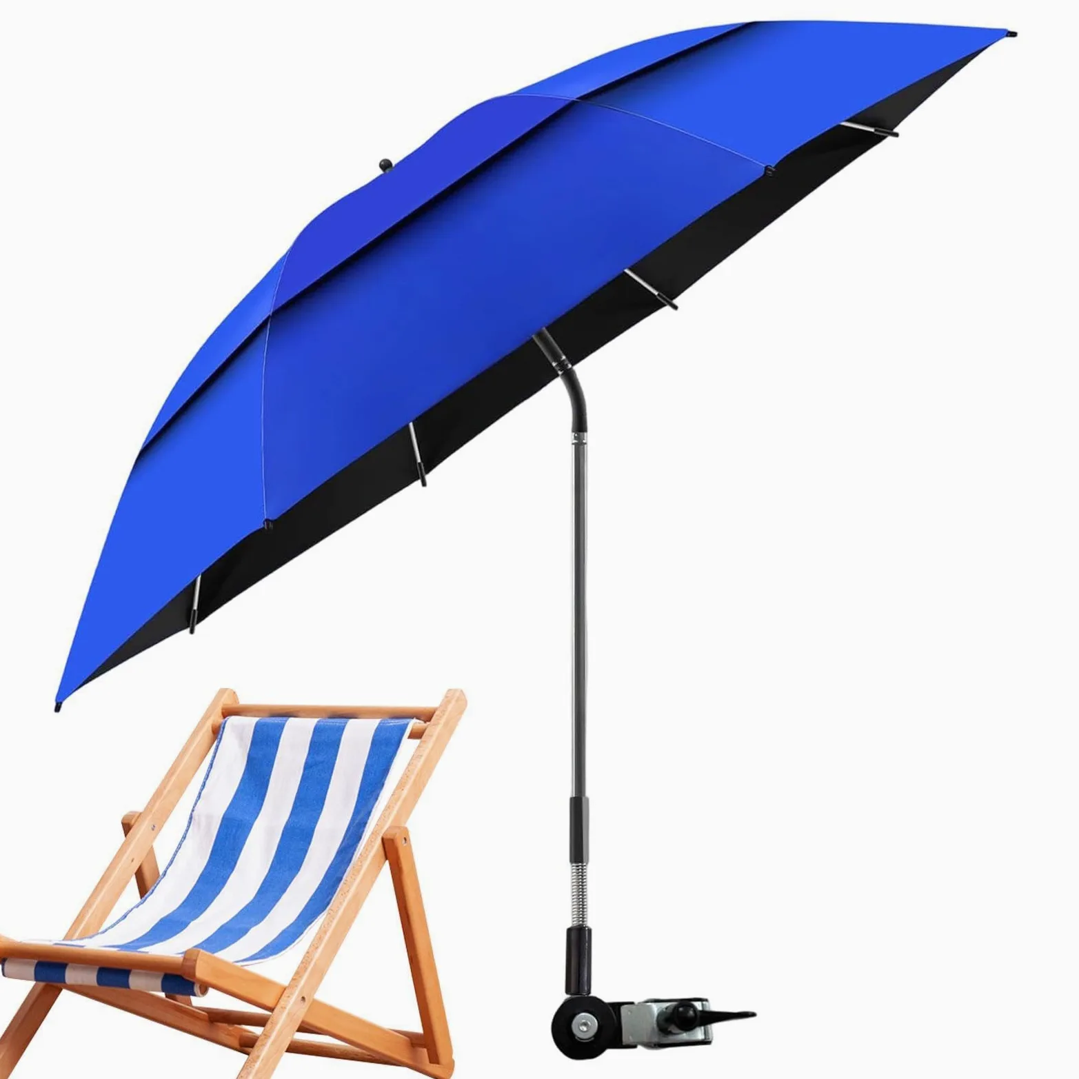 Parasol Con Clip Para Tumbona Toldo Doble Ajustable 180° UPF 50+ | Sombrilla Parasol Para Silla Para Exterior Playa Tomar El Sol Viajes Vacaciones Camping Picnics Patio Silla De Ruedas